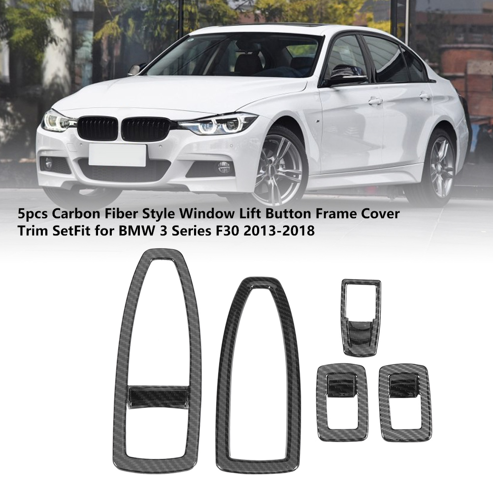 5-teiliges Set Fensterheberschalter-rahmenblenden In Carbonfaser-optik Für Bmw 3er F30 (2013–2018), Schalterabdeckung, Interieur-zubehör, Schwarz