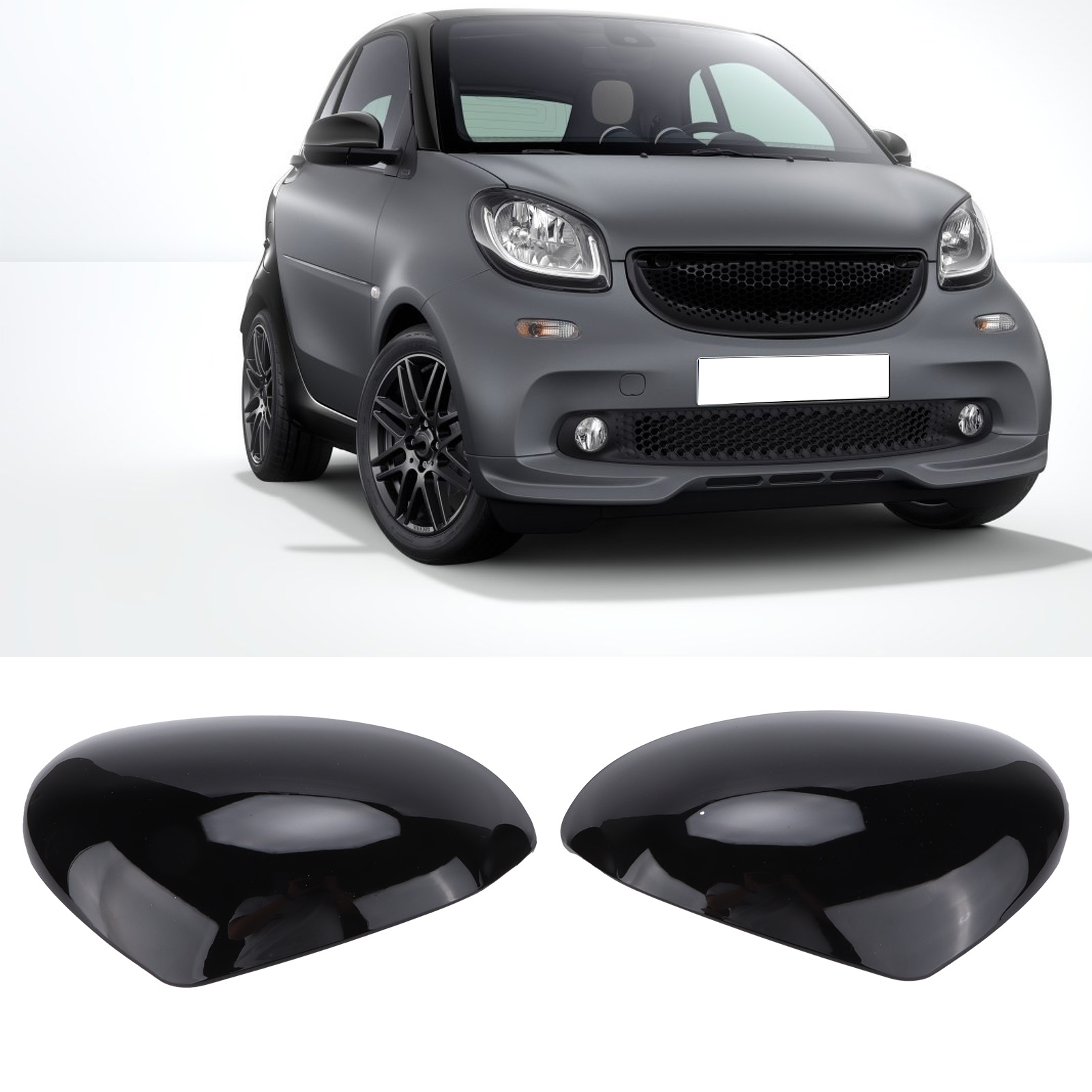 Außenspiegel-schutzkappen, Glänzend Schwarz, Selbstklebend, Ersatz Für Smart Fortwo/forfour 453 (2015–2021), 2er-set
