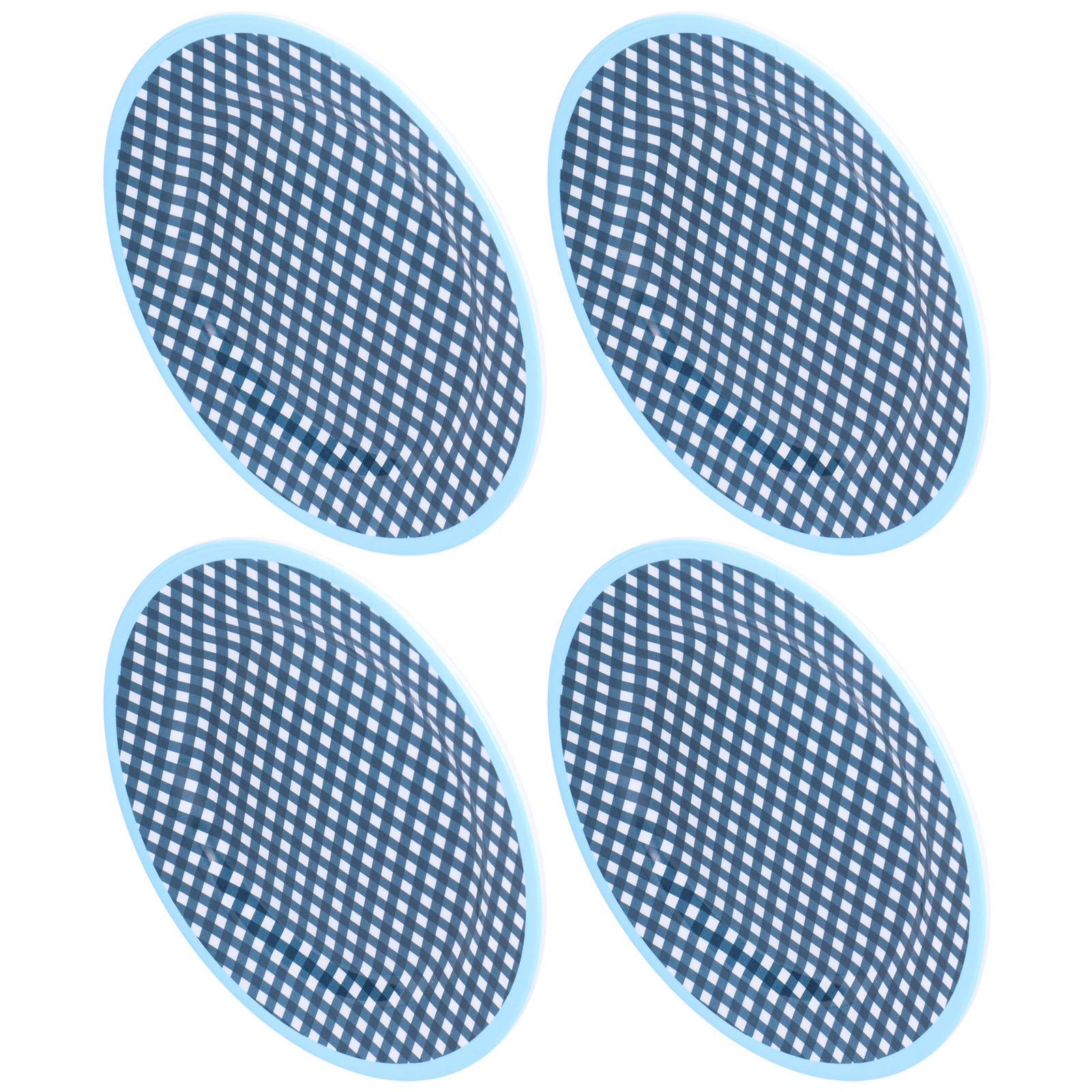 9-zoll-salatteller, 4er-set Dunkelblaue Dessertteller Mit Karomuster, Gebäckteller, Tischdekoration.