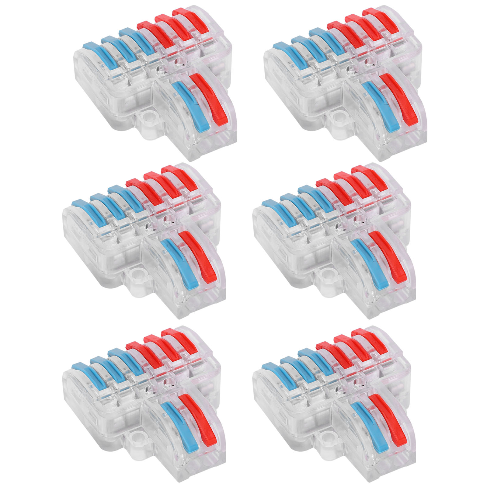 10 Stück Elektrische Steckverbinder, Schnellverbinder-klemmenblöcke, 2 Eingänge, 6 Ausgänge, Lt-623, Transparent