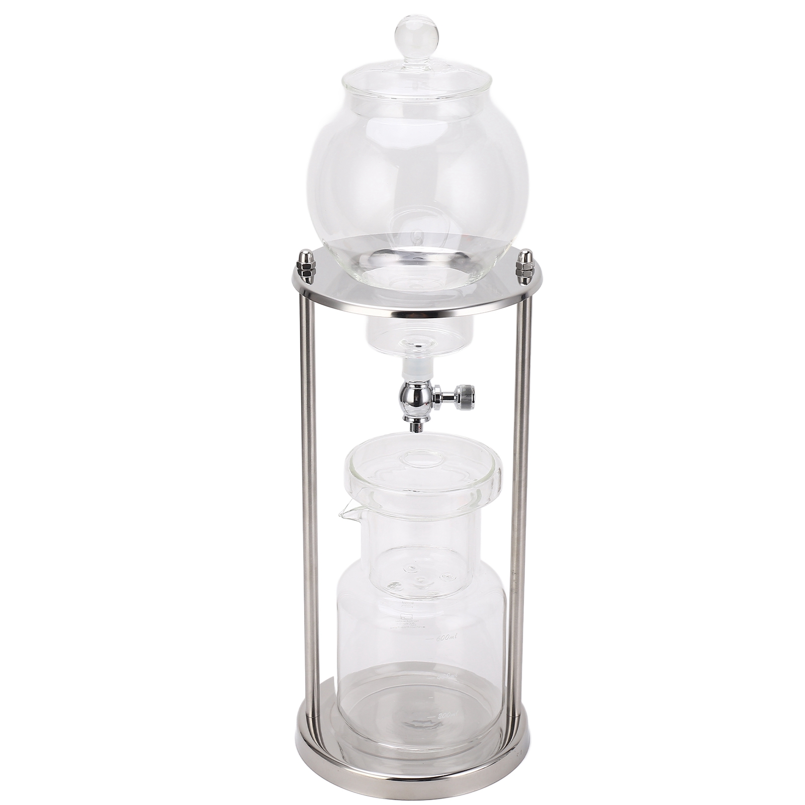 600 Ml Wiederverwendbarer Glas-kaltbrühkaffeeturm Mit Transparentem Edelstahlständer.
