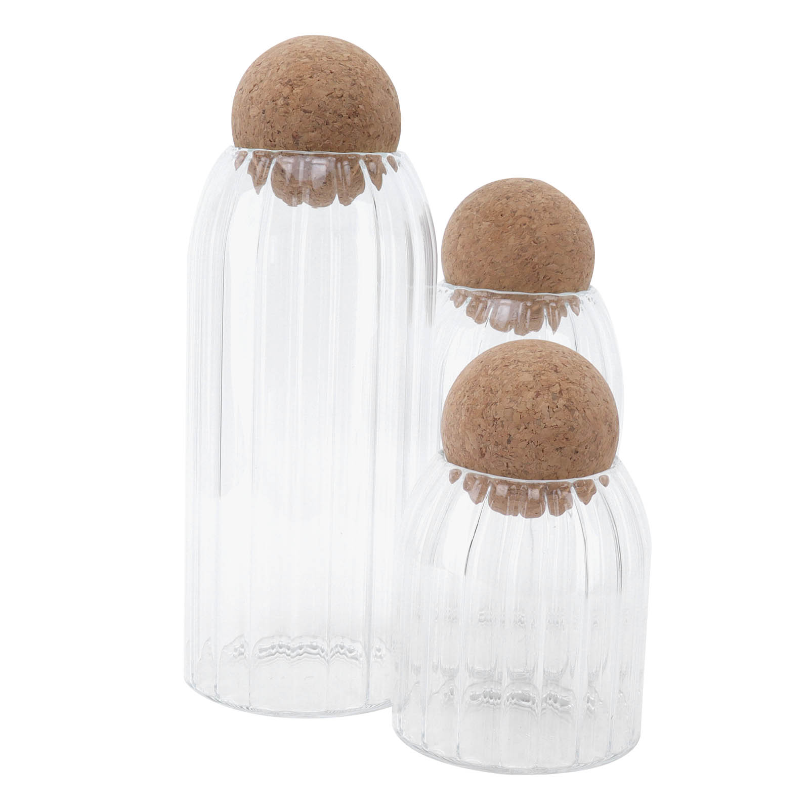 3-teiliges Klarglasgefäß Mit Korken, Luftdichter Aufbewahrungsbehälter Für Tee, Kaffee, Müsli, Elegante Lebensmittelaufbewahrung.