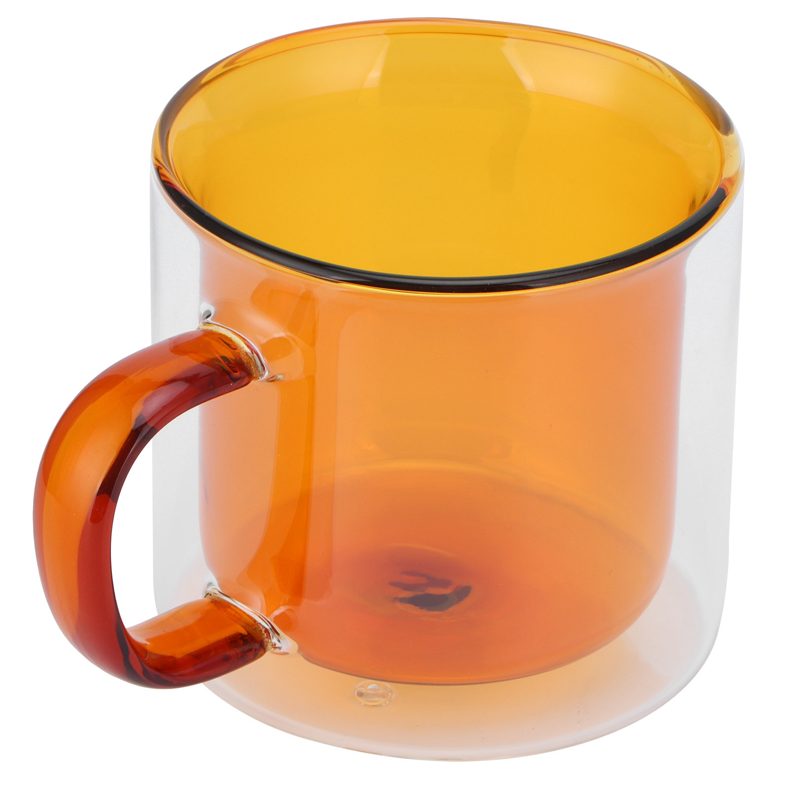 Doppelwandiger Zylindrischer Becher, 250 Ml, Transparent Gelb, Hitzebeständig, Ideal Für Milch, Kaffee Und Den Gebrauch Zu Hause.