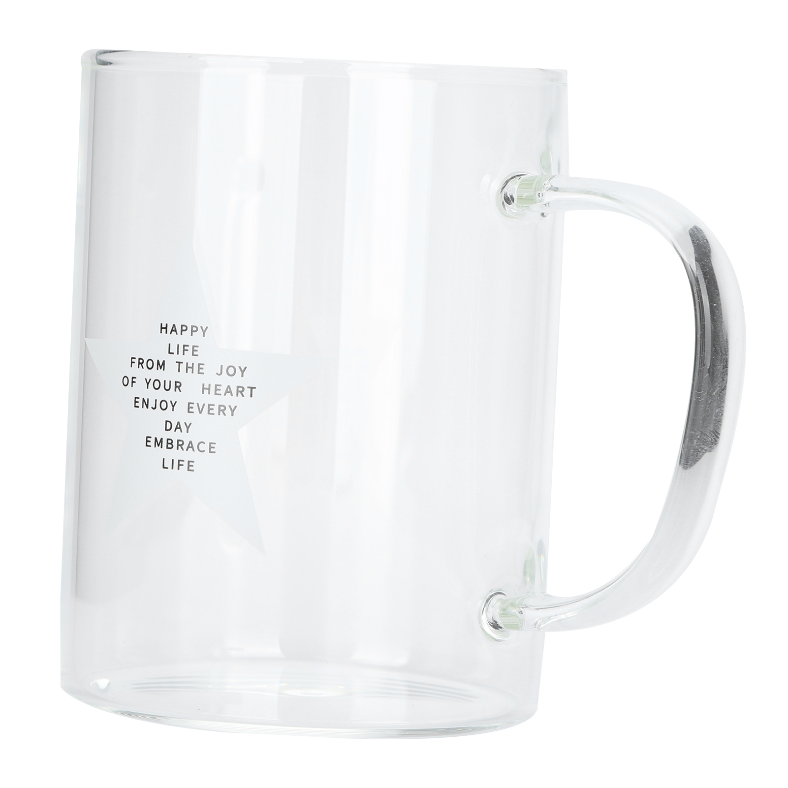 350 Ml Durchsichtiger Glasbecher Mit Henkel, Geeignet Für Kaffee, Milch, Tee, Fünfzackiges Sterndesign, Ideal Für Die Küche (einzelpackung)