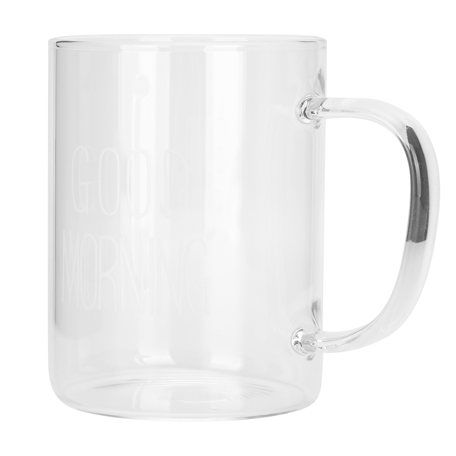 350 Ml Klarglas Mit Henkel, Kaffee-/milchbecher, Wasserbecher, Küchenutensil, Weiße Beschriftung