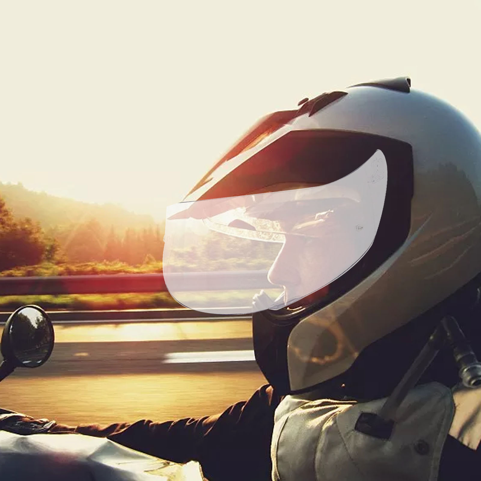 Motorradhelm Mit Beschlagfreiem Visier, Uv-schutz, Winddicht, Hochauflösendem, Bruchsicherem Und Transparentem Design, Zugelassen