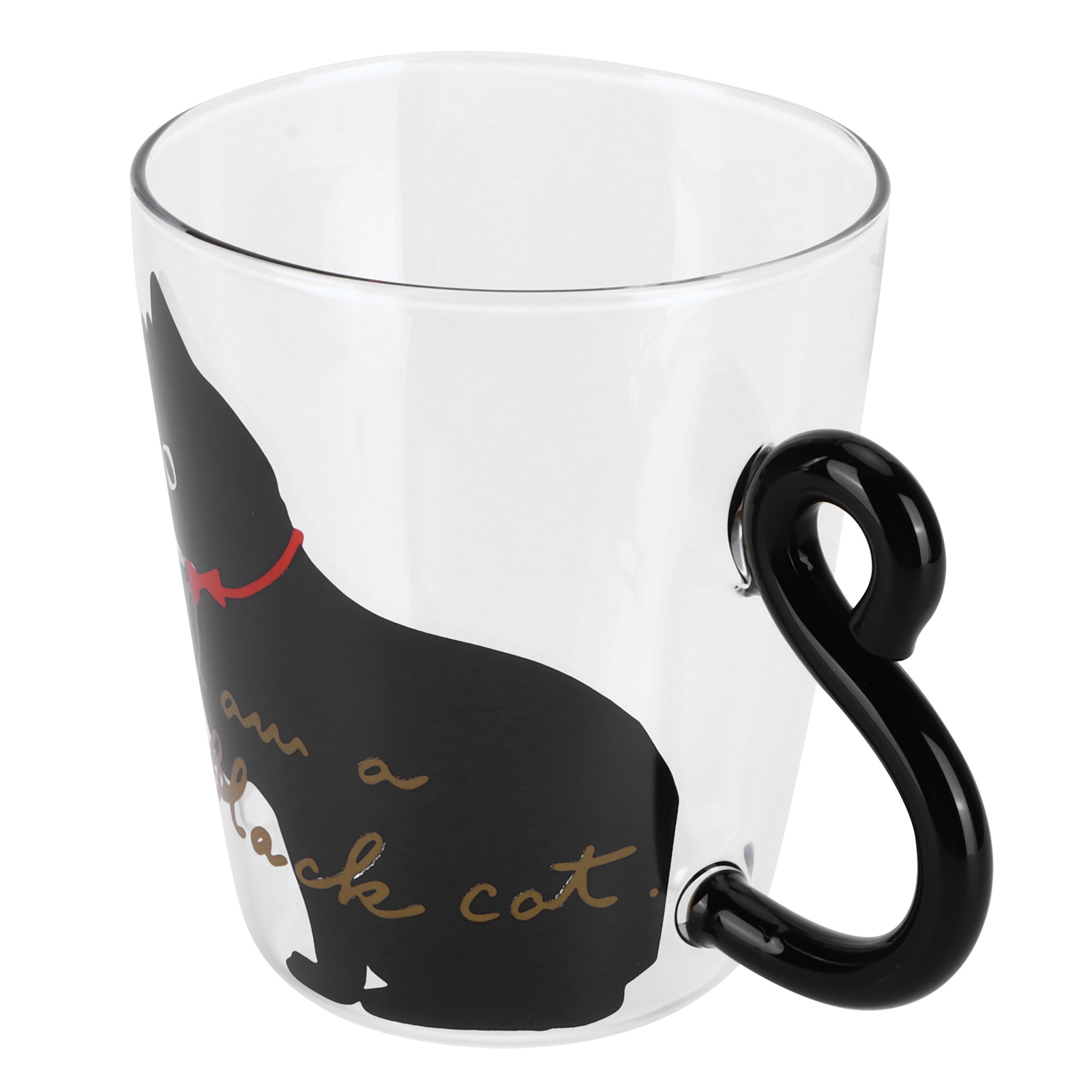 Transparentes Kinderglas Mit Schwarzem Katzenmotiv, Hitzebeständiger, Wiederverwendbarer Becher Für Kaffee, Milch, Tee Oder Wasser.