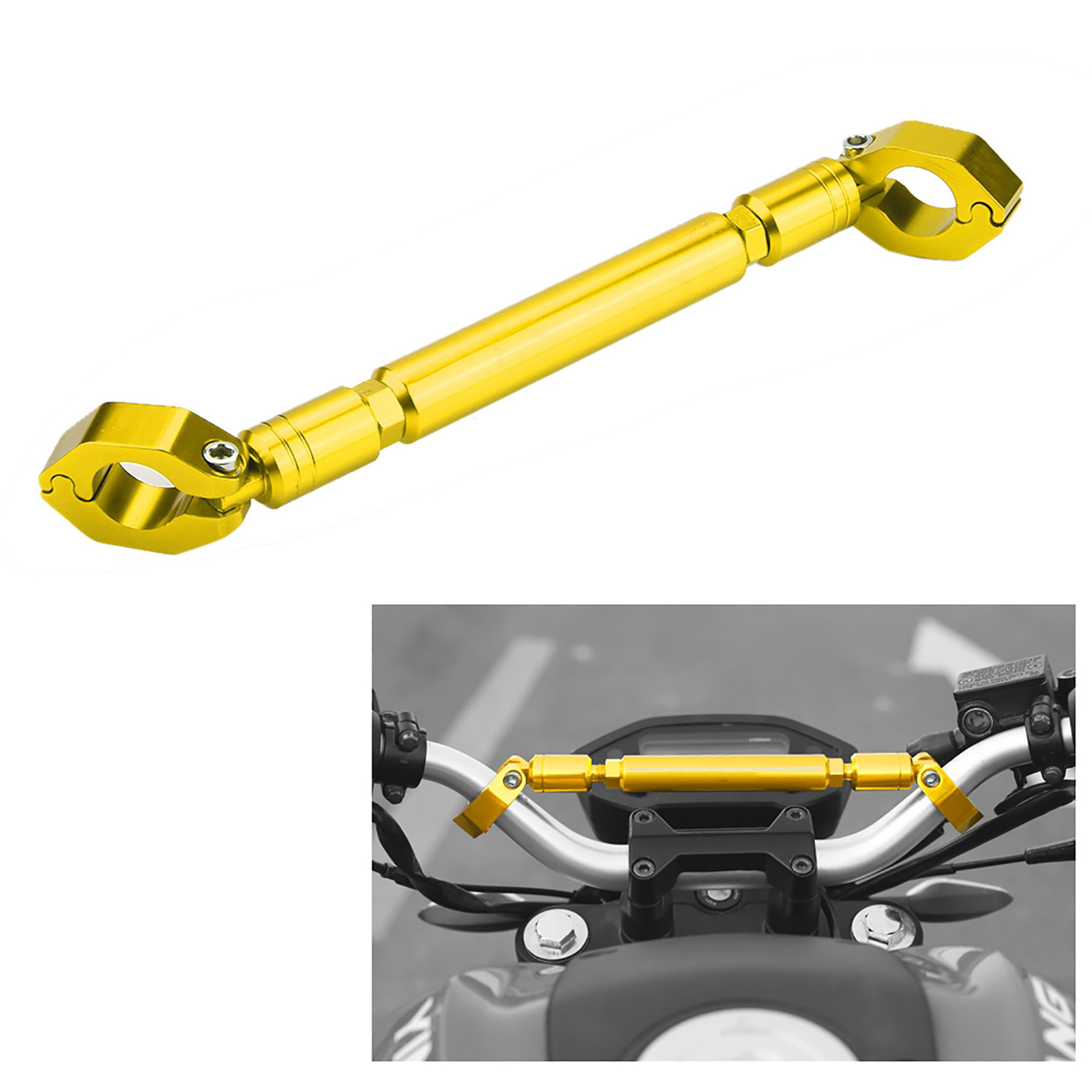 Motorradlenkergriffe Aus Aluminiumlegierung, Stabilisator-querstange, Goldenes Biker-zubehör