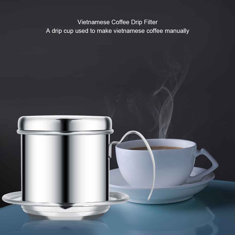 Vietnamesischer Edelstahl-kaffeefilter, Stempel-kaffeebereiter, Silberner Messbecher, 4-teilig, Für Zuhause.
