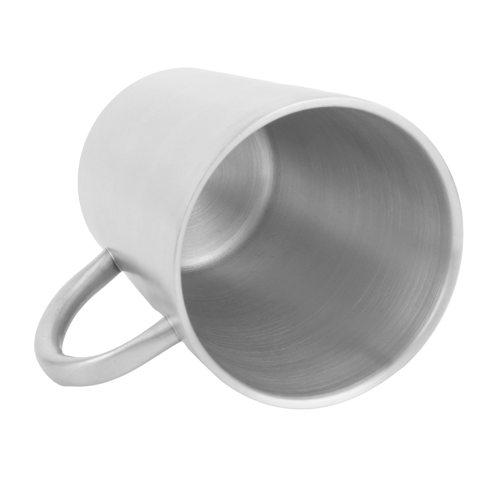 Tragbarer 300-ml-becher Aus Edelstahl 304, Doppelwandig Isoliert, Kaffee- Und Bierbecher Mit Henkel, Matt Silberfarben