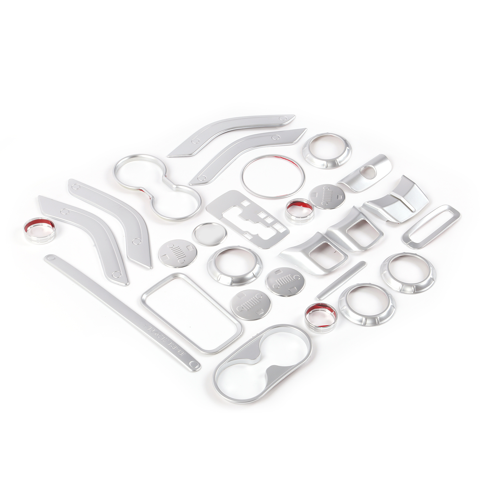 28-teiliges Dekor-set Für Den Innenraum Des Jeep Wrangler Jk Jku (2- Und 4-türer, Baujahre 2011–2018), Silber