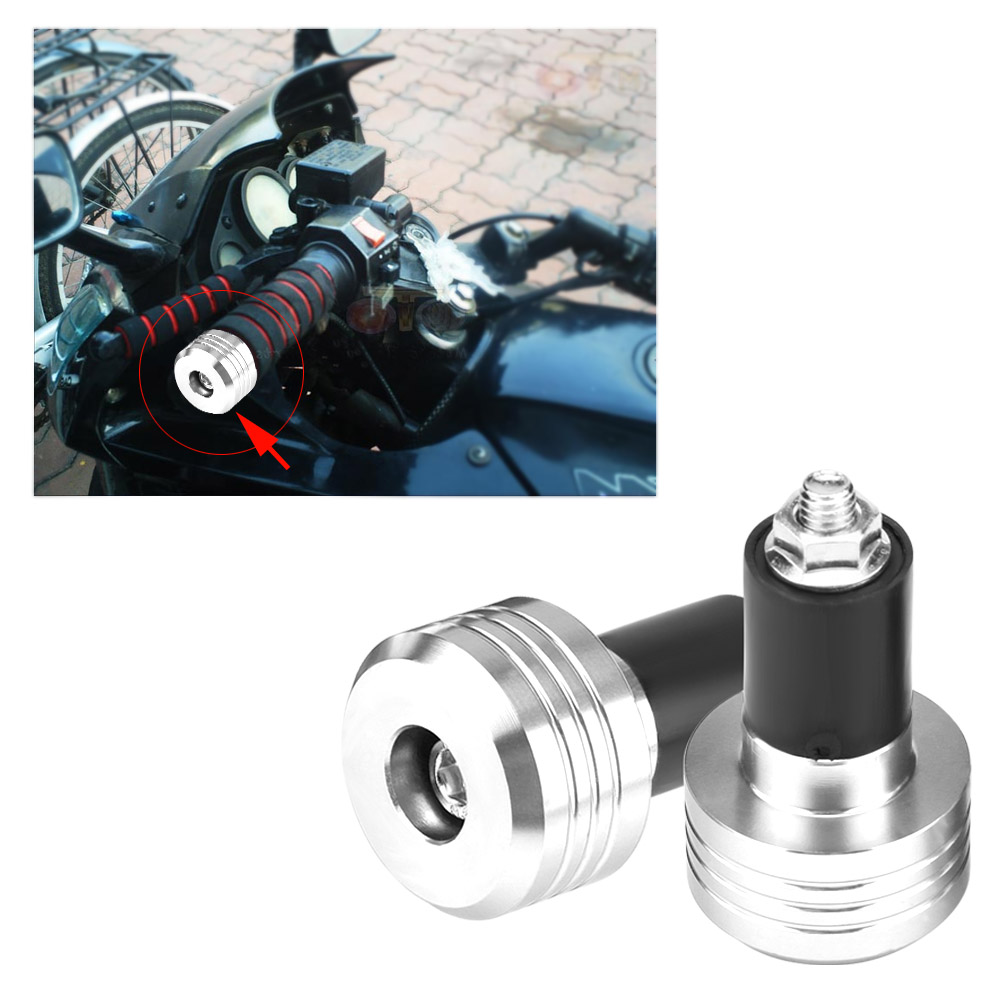 Paar 22-mm-motorradlenkerendkappen Aus Aluminium, Silberfarbene, Beschwerte Spitzen, Universelle Ausgleichsstopfen Für Griffe
