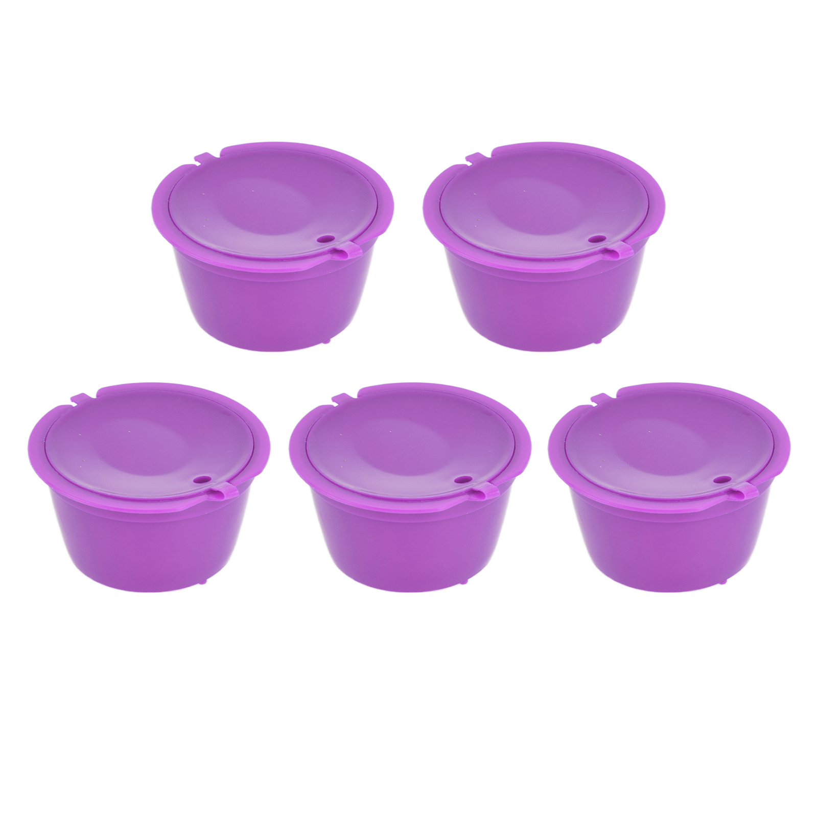 5 Stück 50 Ml Wiederverwendbare Kaffeekapseln Mit Löffel Für Dolce Gusto Kaffeemaschine, Lila