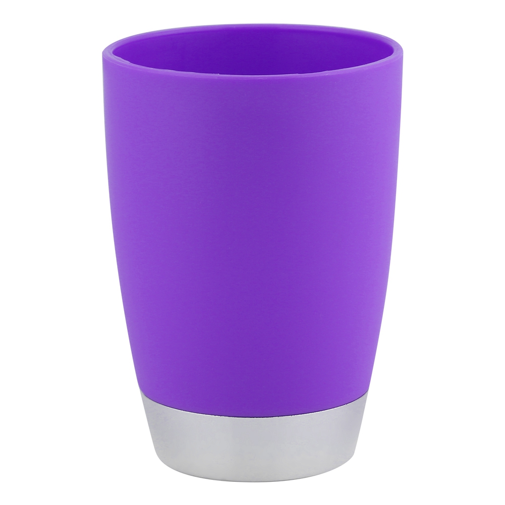 4-teiliges Badezimmer-accessoire-set: Becher, Zahnbürstenhalter, Seifenspender, Lila Seifenschale