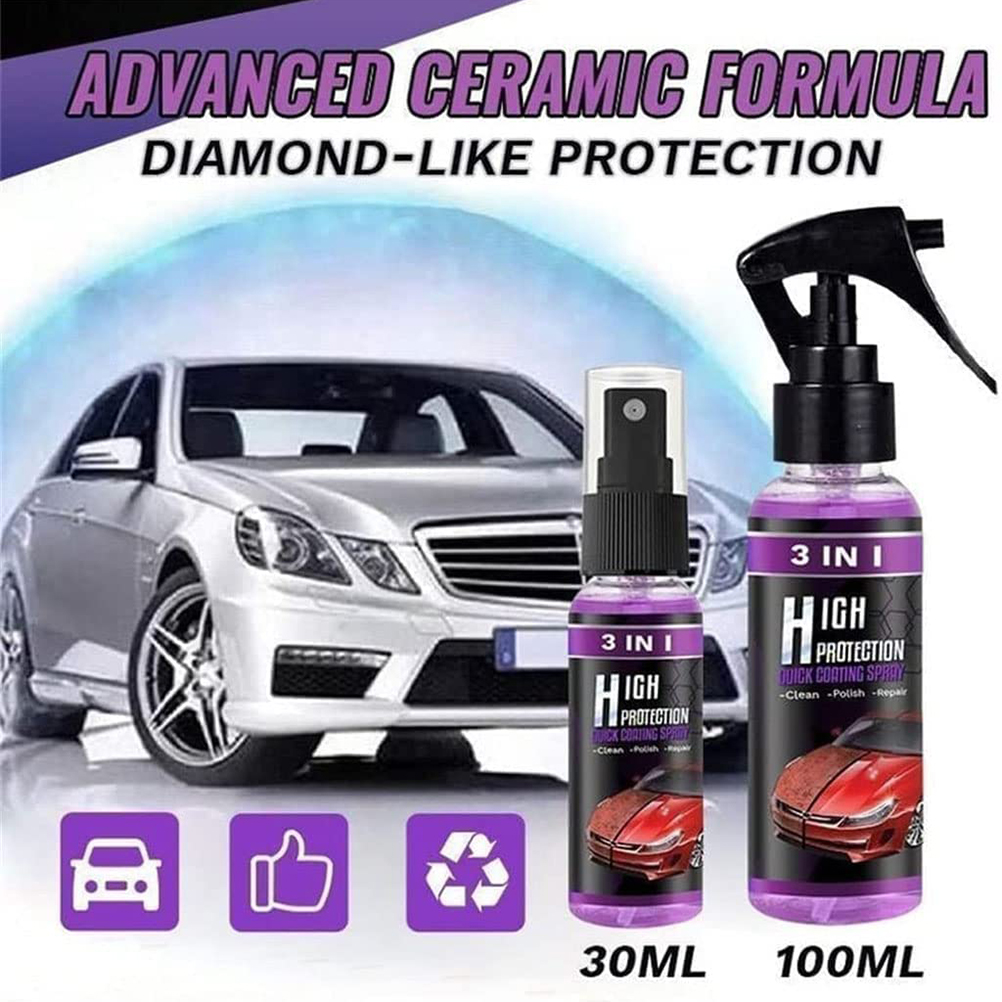 3-in-1-spray: Verstärkter Fahrzeugschutz, Schnell-kunststoffauffrischer, Autopoliturwachs, Keramikversiegelung, Innen-/außenrenovierung, 3-teiliges Set.