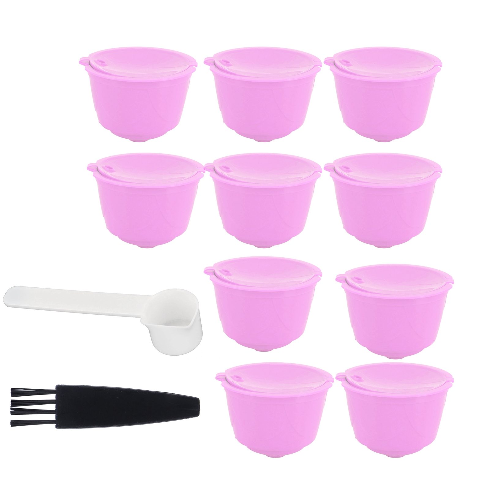 Wiederverwendbare Nachfüllkapseln Für Dolce Gusto Kaffeemaschinen, Lila Wiederbefüllbarer Kaffeefilter (10er-packung, 1 Löffel Und 1 Bürste)