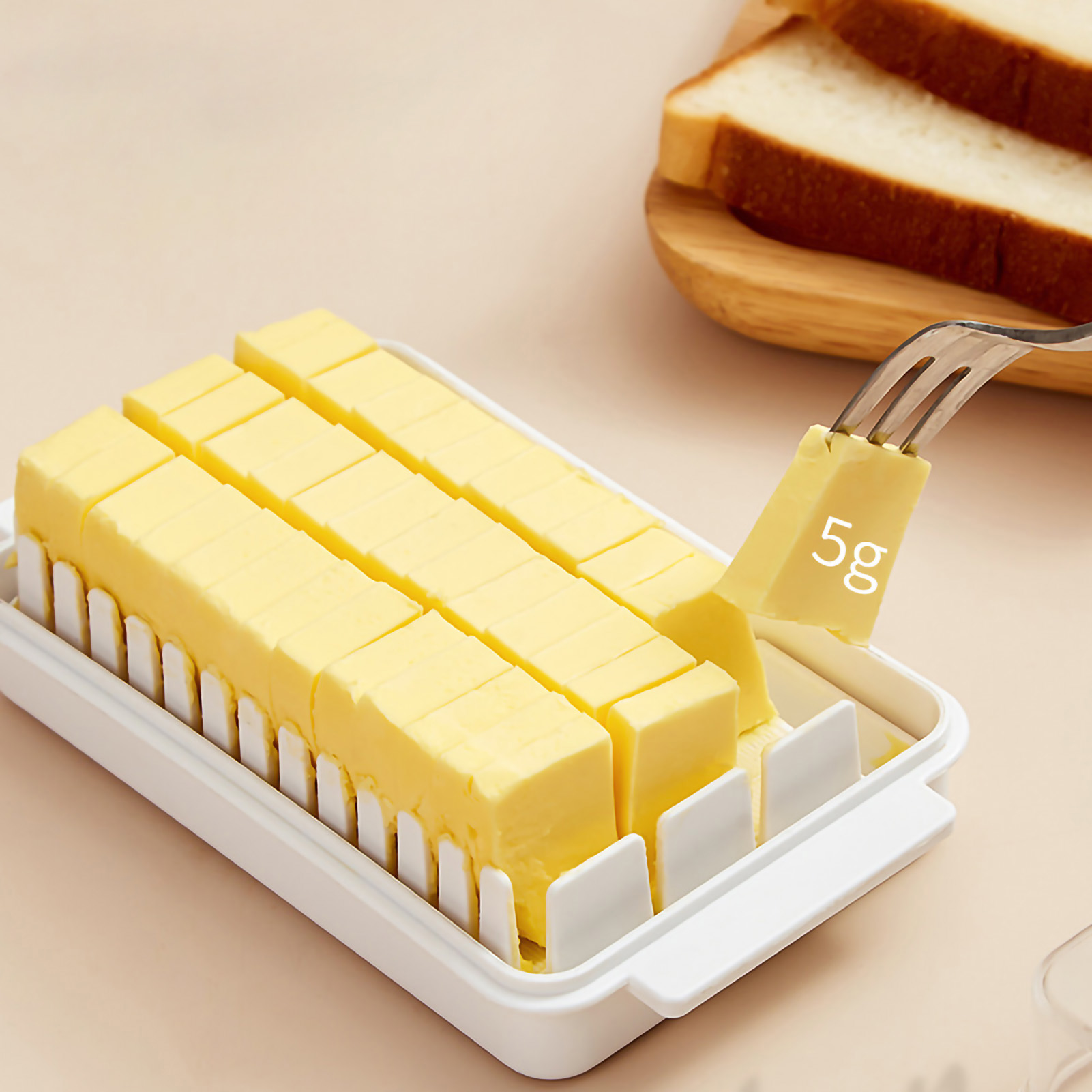 Butterdose Cutting Wizard Mit Transparentem Deckel, Multifunktionale Butterdose Für Den Kühlschrank, Weiß