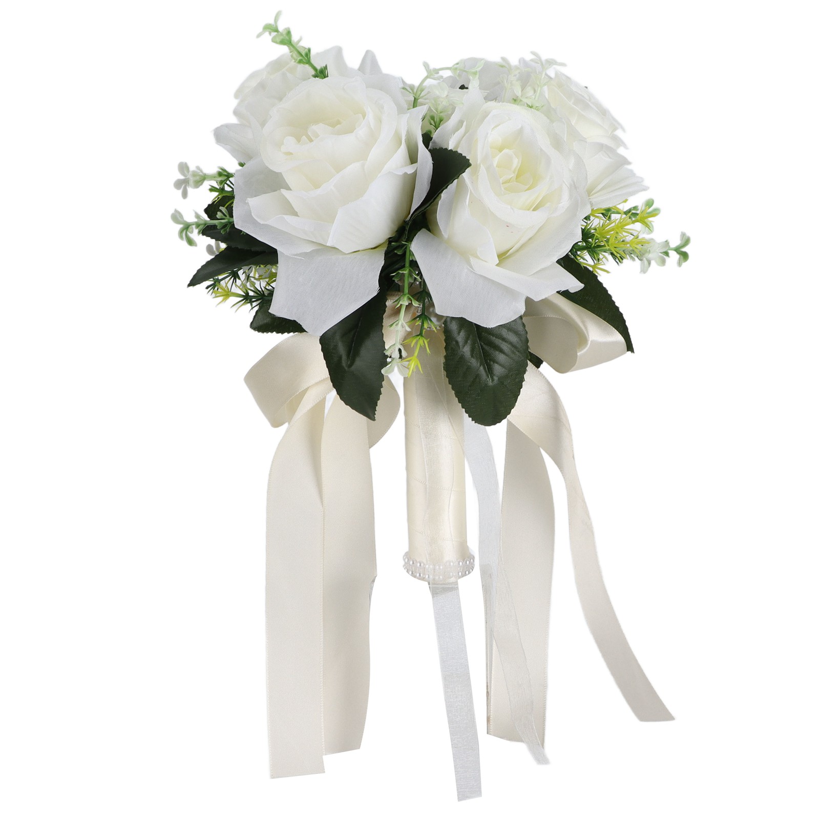 Künstlicher Brautstrauß Aus Seidenblumen, Simulierter Rosenstrauß Für Die Braut, Milchig-weiß
