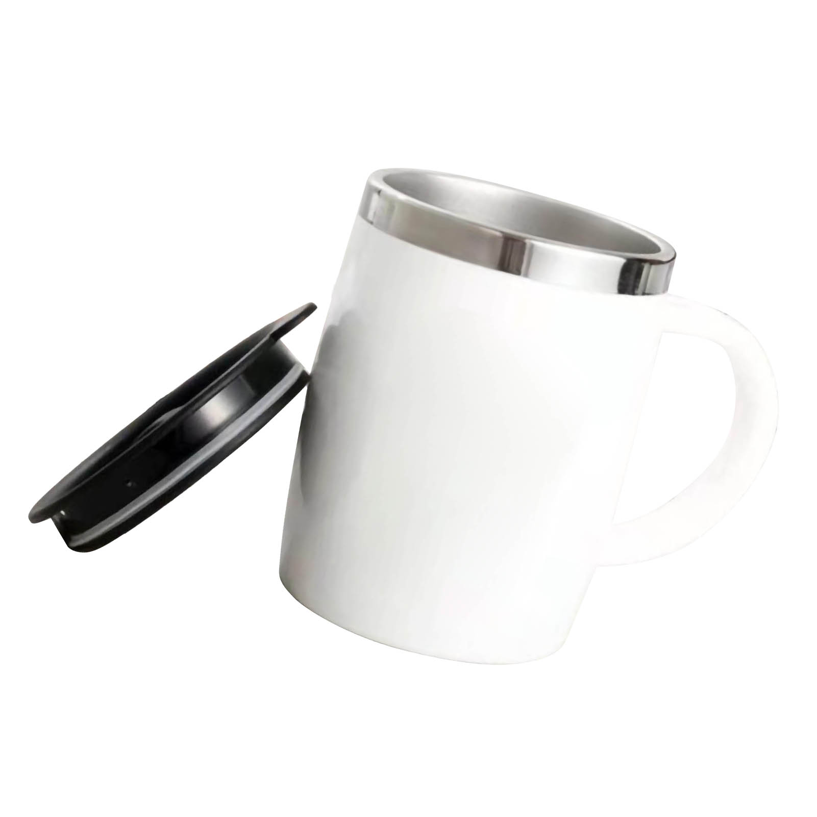 Kaffeebecher Aus Edelstahl 304 Mit Deckel, Niedlicher, Bruchfester Trinkbecher Für Büro Und Zuhause, Weiß, 420 Ml
