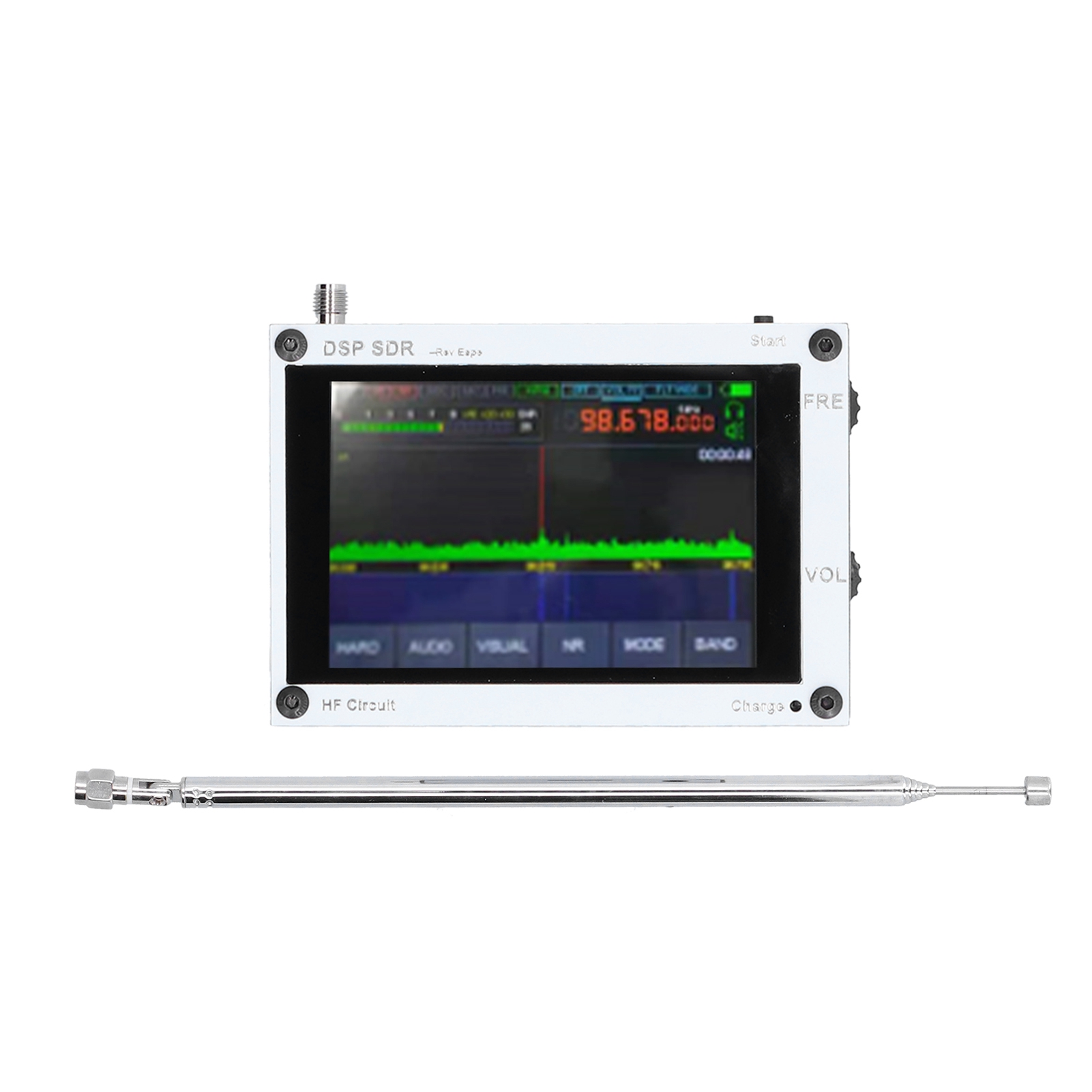 Sdr-empfänger, Drahtloses Radio Mit Dsp, 3,5-zoll-touchscreen, 50 Khz–2 Ghz, Mit Antenne, Ultradünn, Weiß