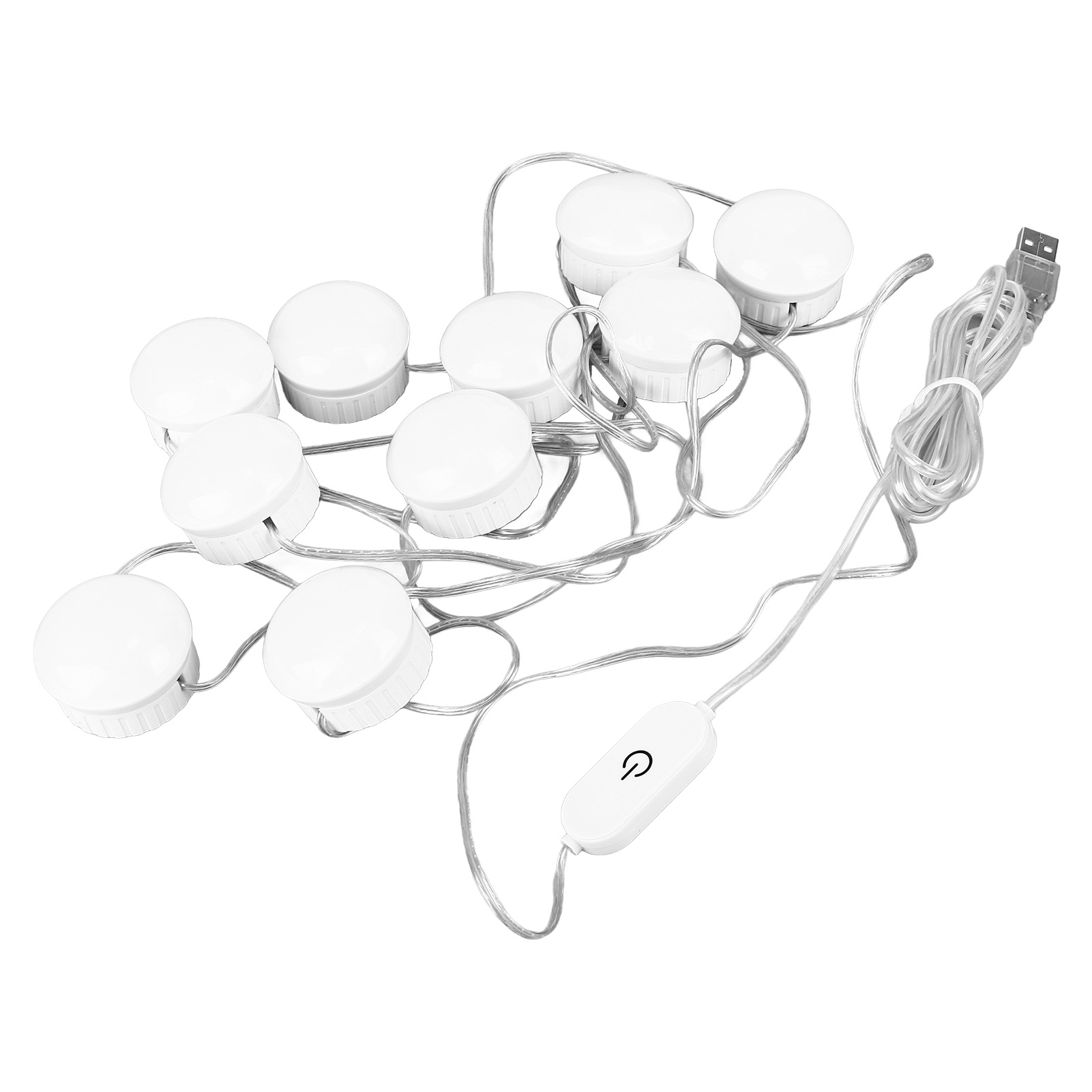 Led-spiegelleuchte Mit 5 Helligkeitsstufen, Touch-schalter, 10 Weißen Leds Und Einziehbarem Kabel