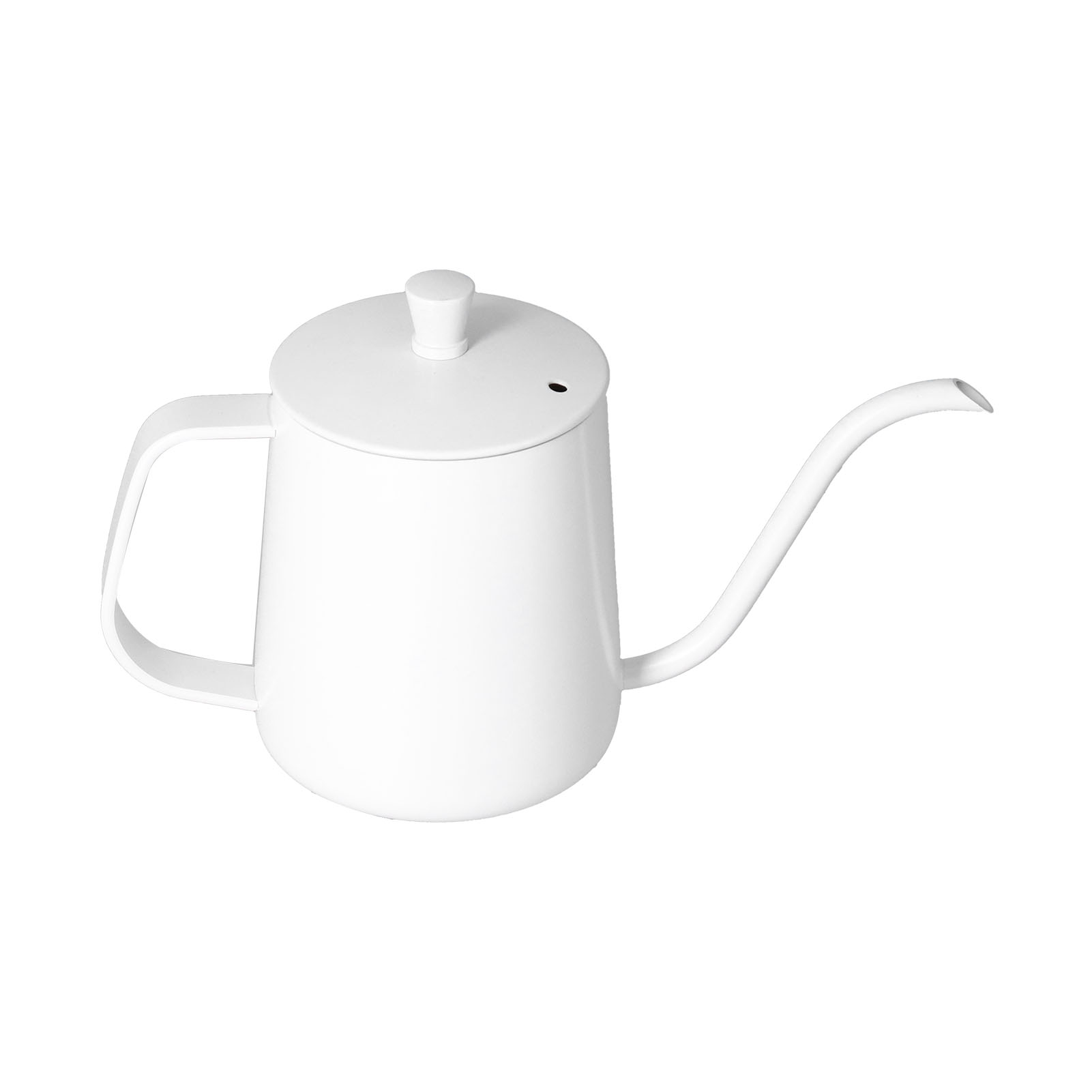 Handfilter-kaffeekanne Aus Edelstahl, Kaffeekessel Mit Schwanenhals Und Deckel, Weiß, 600 Ml