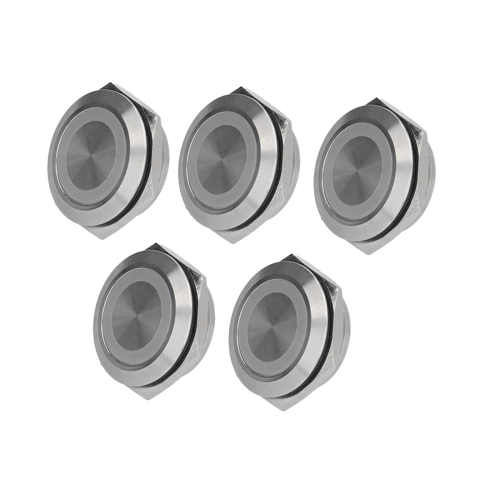 5 Stück Momenttaster, Metall, Automatische Rückstellung, Ultradünn, Wasserdicht, Mit Led, 25 Mm, Dc 3–6 V, Weiß