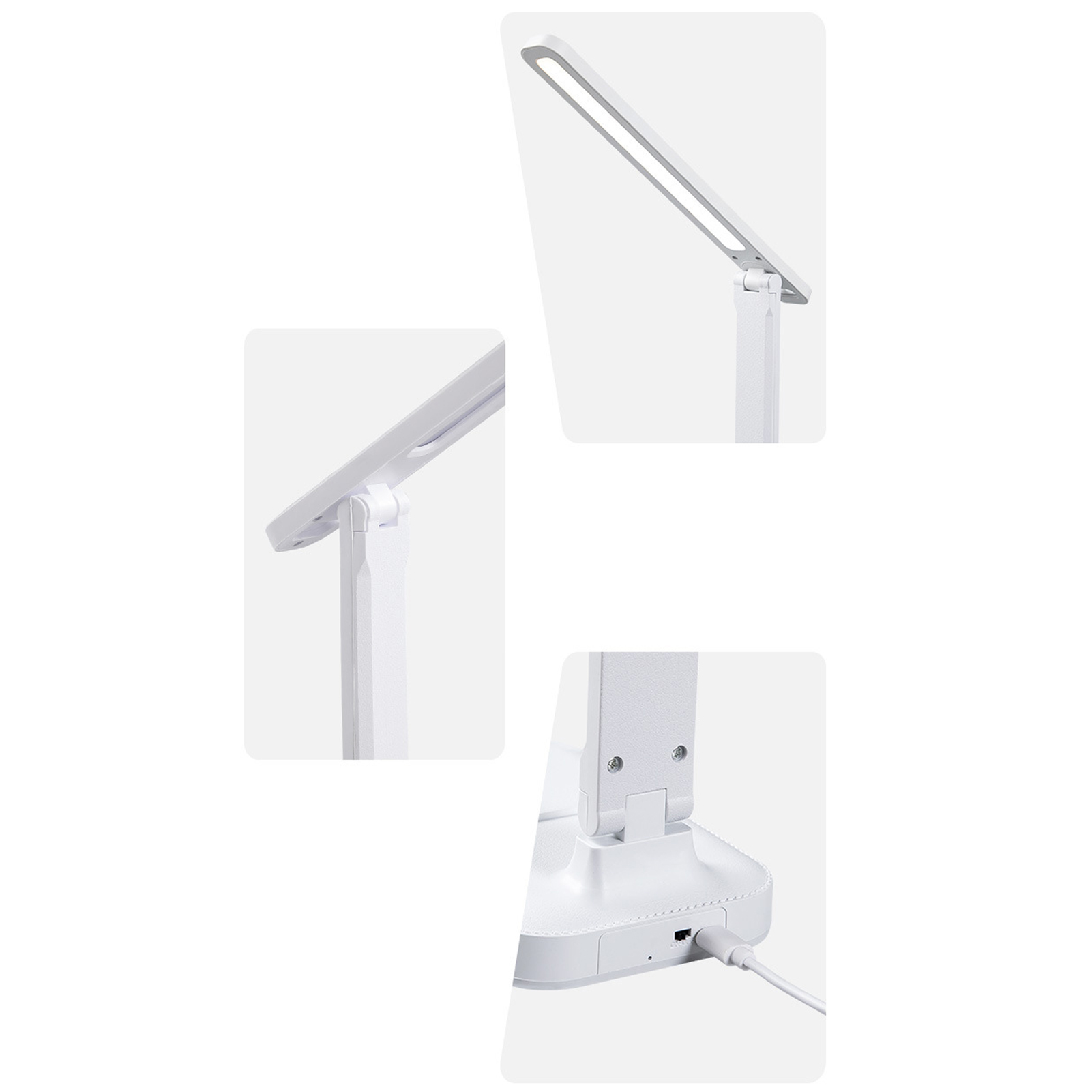 Led-klapptischlampe, Usb-ladefunktion, Augenschutz, Touch-steuerung, Für Schlafzimmer, Büro, Arbeitszimmer, Elfenbeinweiß (wiederaufladbar)