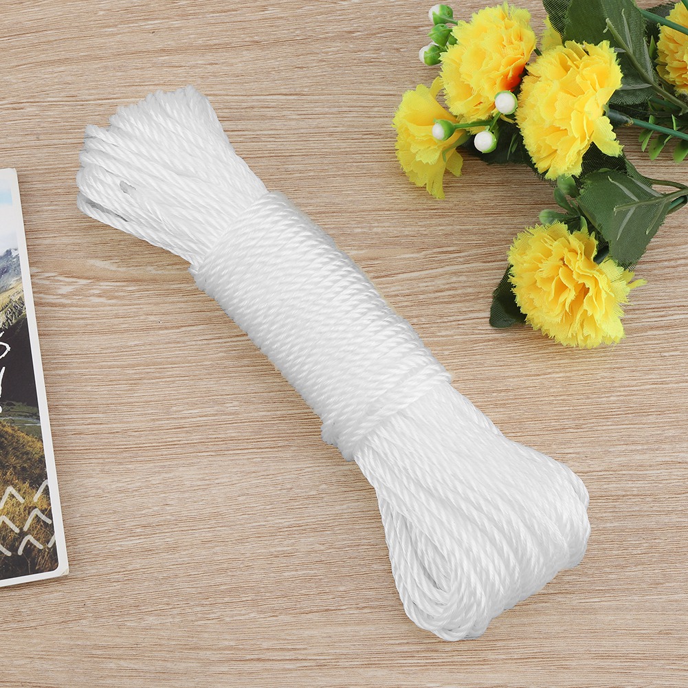 20 M Lange Nylon-wäscheleine Zum Trocknen Von Wäsche Im Freien, Beim Camping, Im Garten, Strapazierfähig, Weiße Wäscheleine