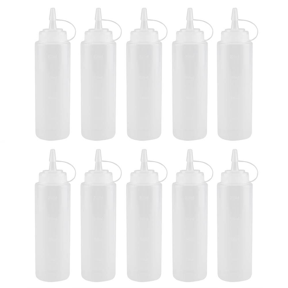 Weiße Soßenspender Aus Kunststoff, 240 Ml, 10er-packung, Dosierflaschen Für Öl, Sahne, Essig, Gewürze, Präziser Ausgießverschluss, Ideal Für Küche Und Restaurant.