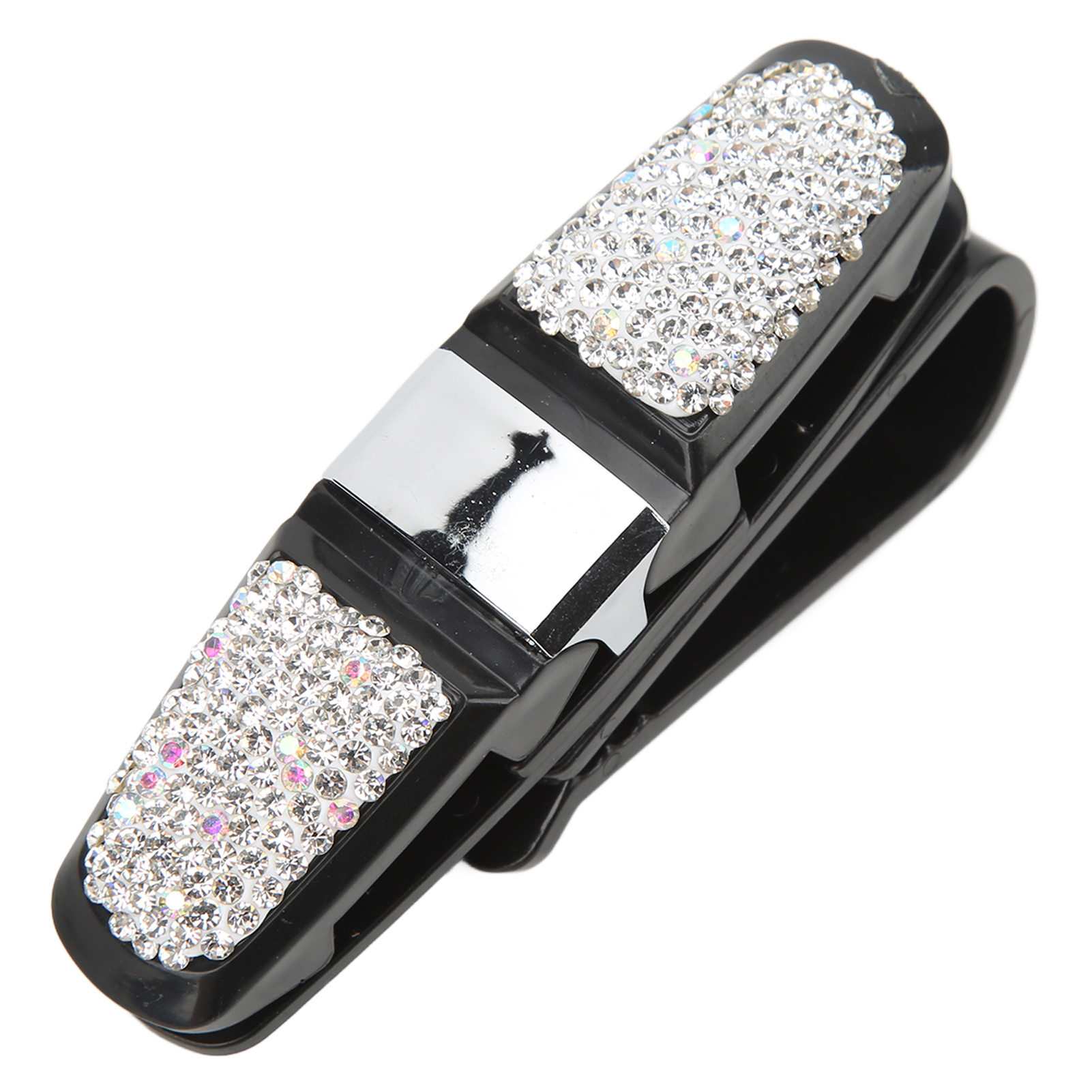 Weißer Kartenhalter Für Die Sonnenblende Im Auto, Universeller Sonnenbrillenclip, Strasssteine, Kartenhalter, Clip Für Die Sonnenblende