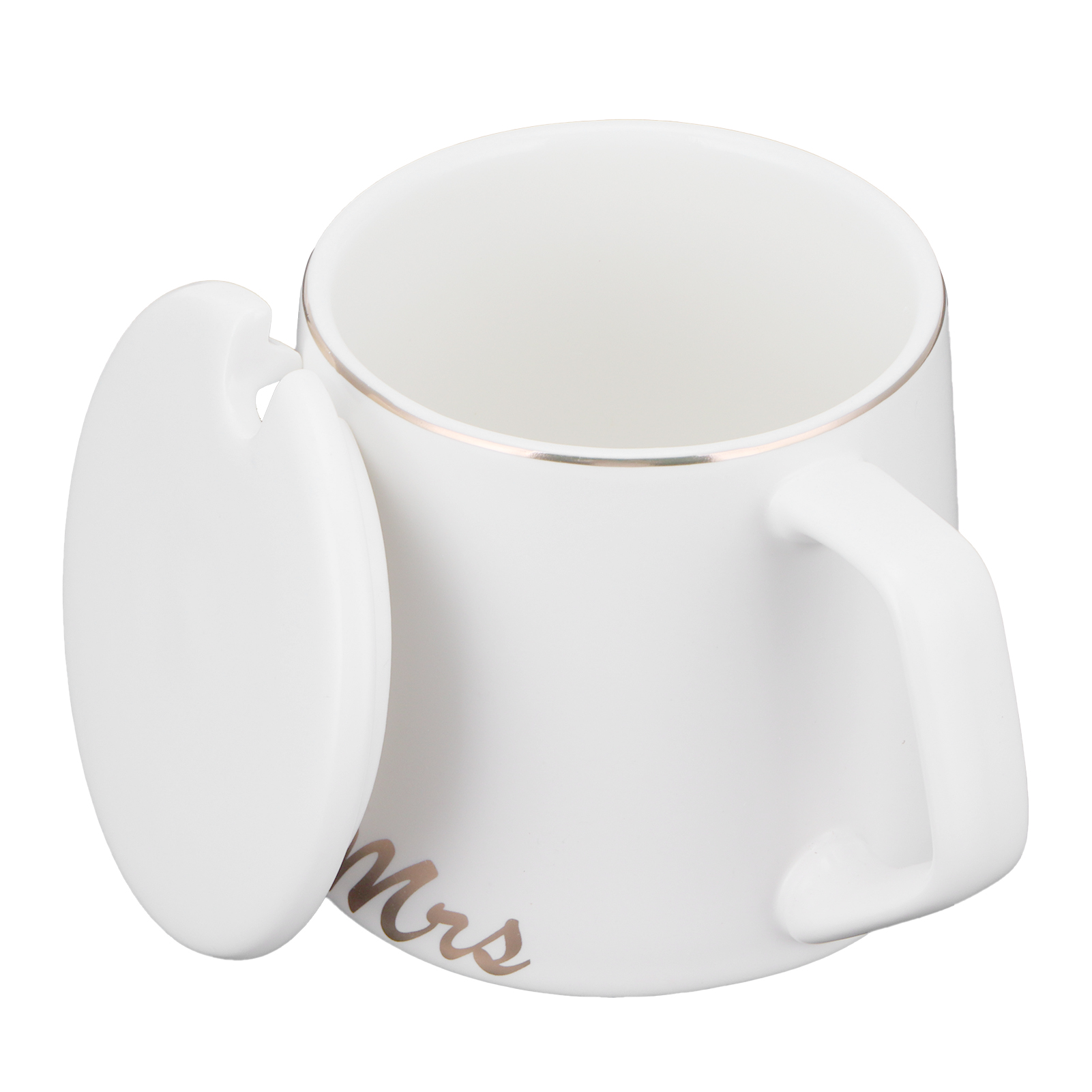 320 Ml Keramik-kaffeebecher Mit Deckel Und Löffel, Weiß Mit Dem Buchstaben M, Ideales Geschenk Für Zuhause Und Büro