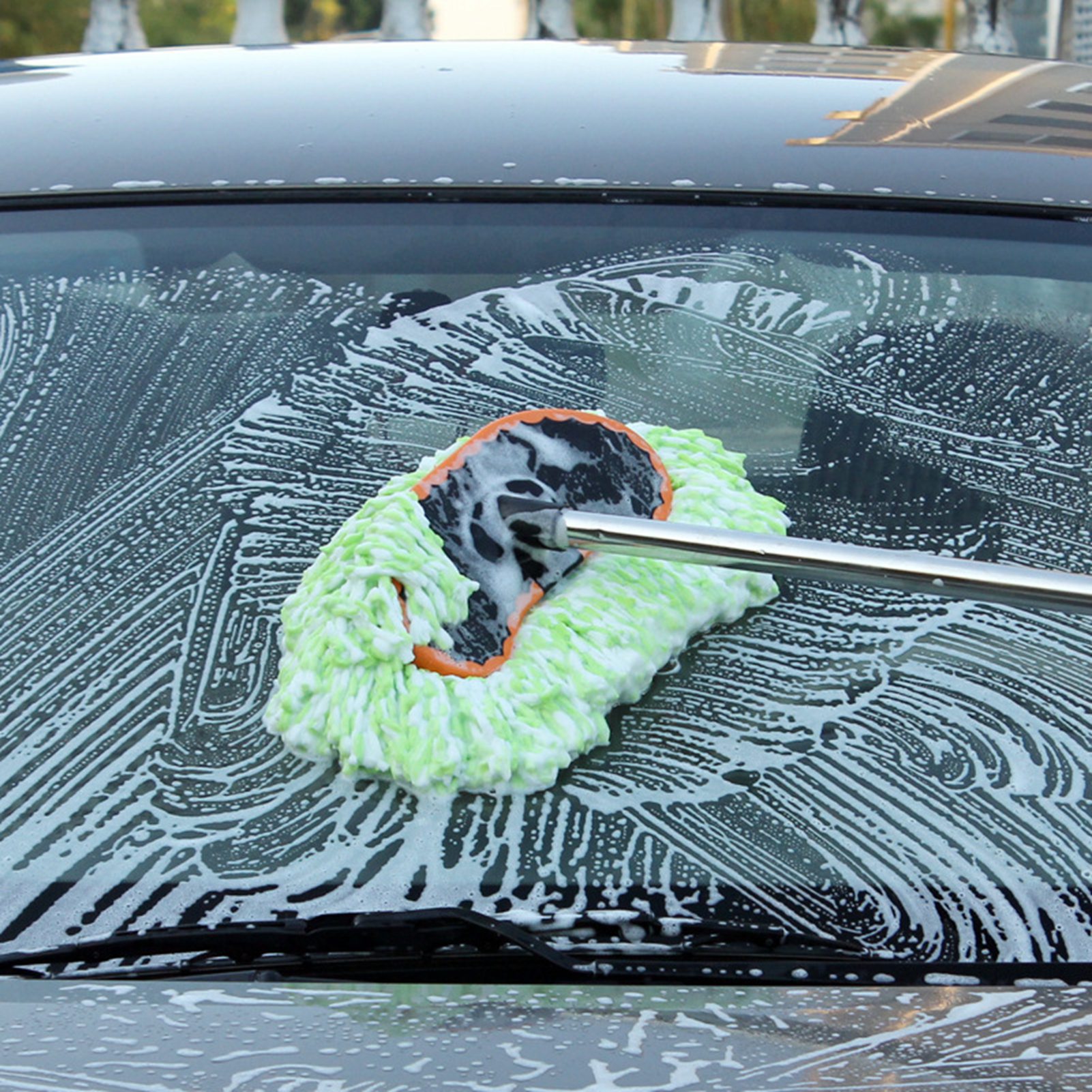 Kratzfreies Autowaschtuch, Detailbürste Mit Teleskopstiel, Außen- Und Innenreinigungsmopp, Weiß, Einzelbürste
