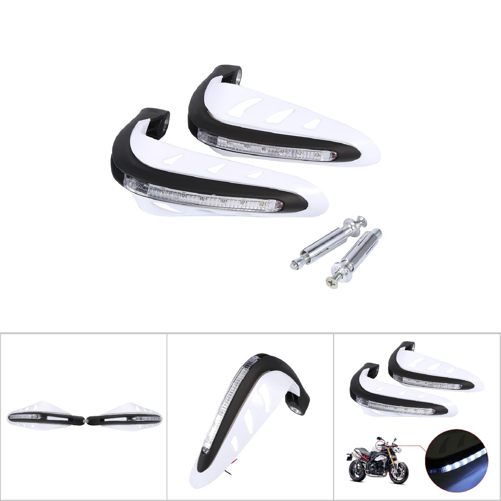 Universelle Motorrad-handschützer Mit Weißen Leds, Paar Winddichte Griffe, Weiße Lenker-handschützer, Integrierte Beleuchtung, Handschutz Für Roller.