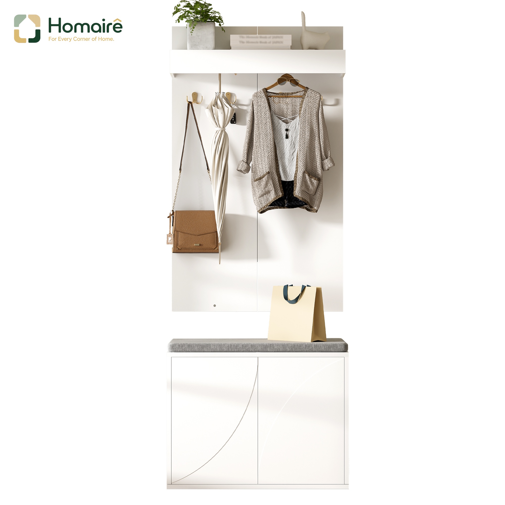 Schrank Weiß Aus Polyester 60 X 35 X 145 Cm Homaire