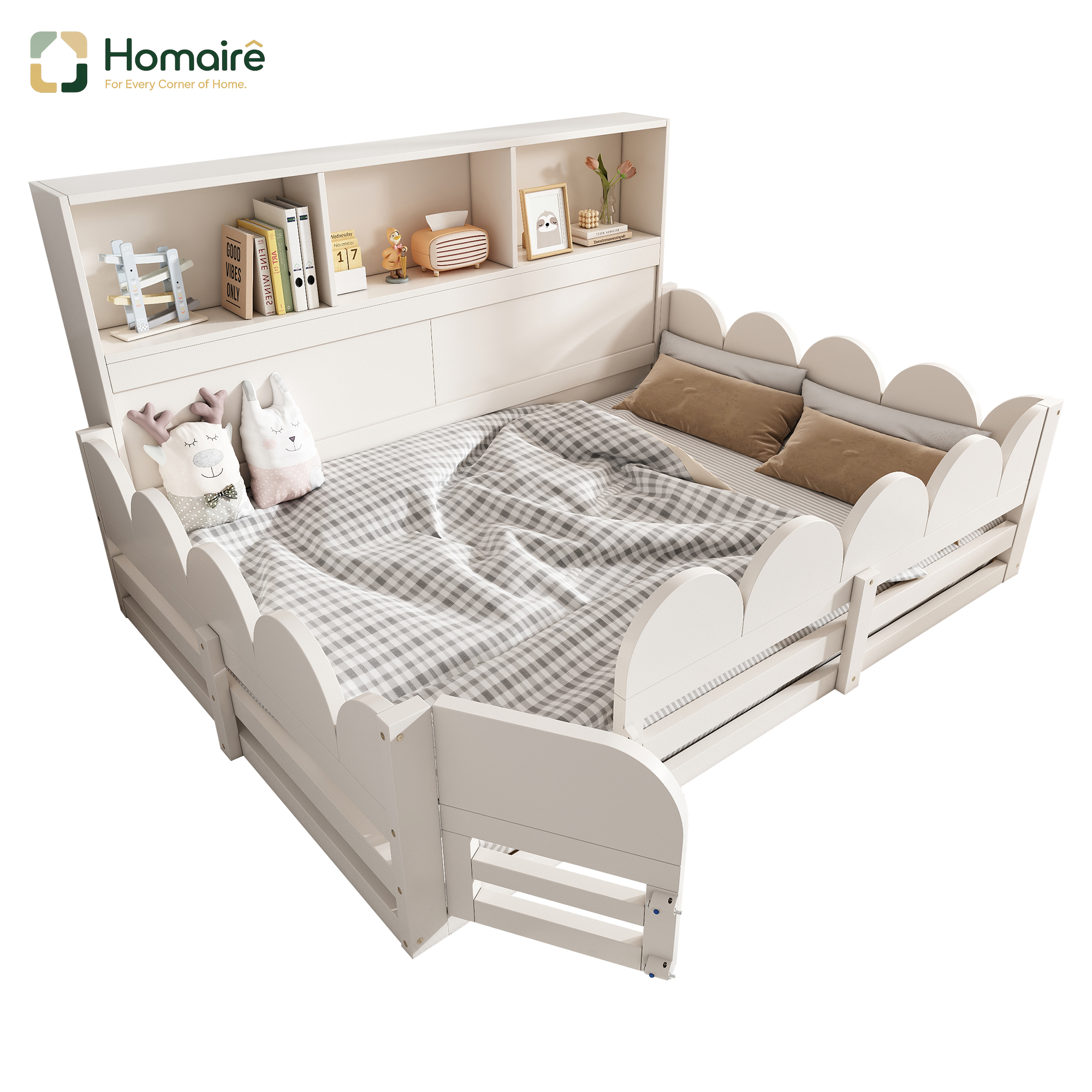 Bettgestell Weiß Und Polyester 205 X 162 X 85 Cm Aus Holz Homaire