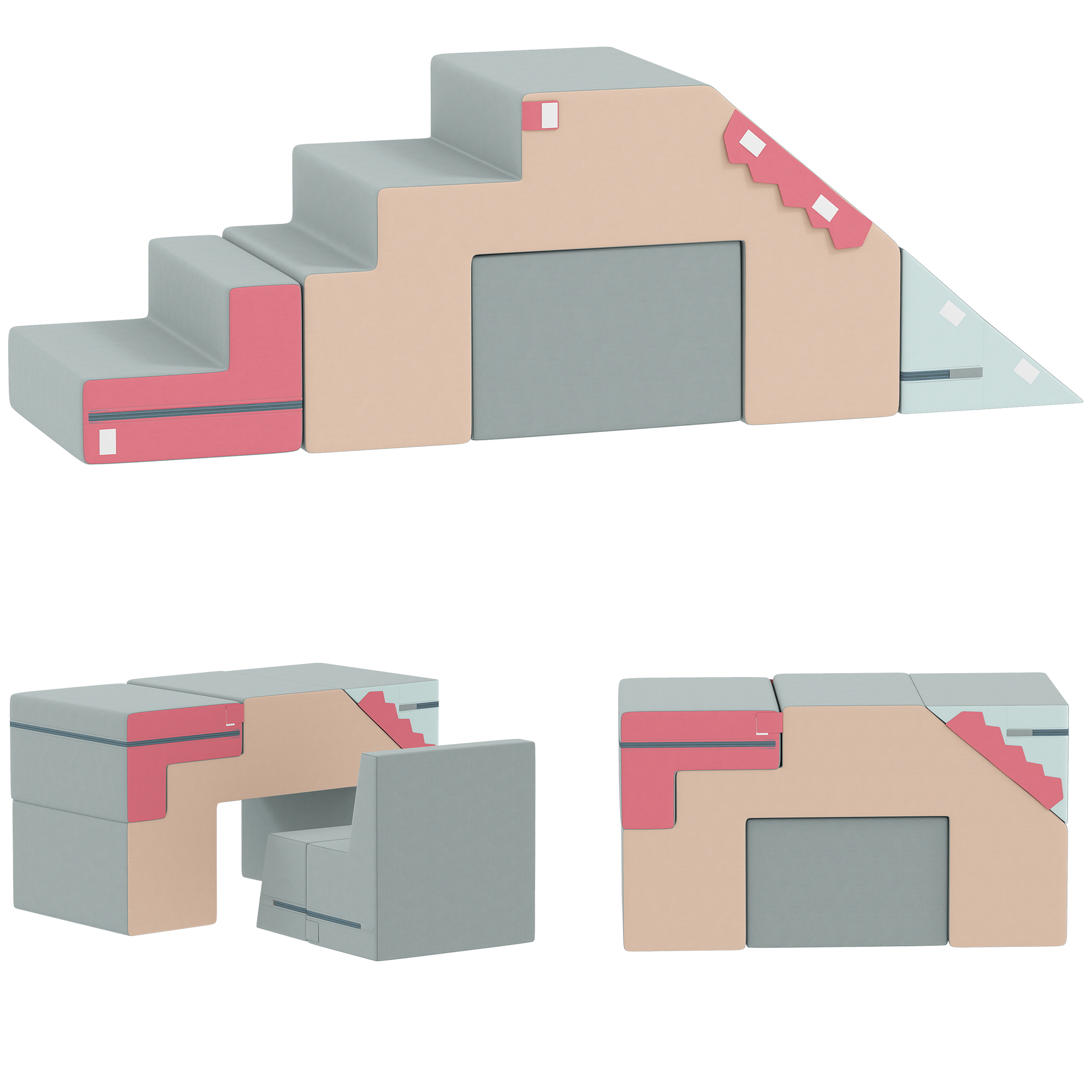 Spielzeug-set Aus Schaumstoff Mit Vielseitigen Spielmöglichkeiten, Homaire, Maße 131x39x44 Cm, Beige+blau+rosa+hellgrün