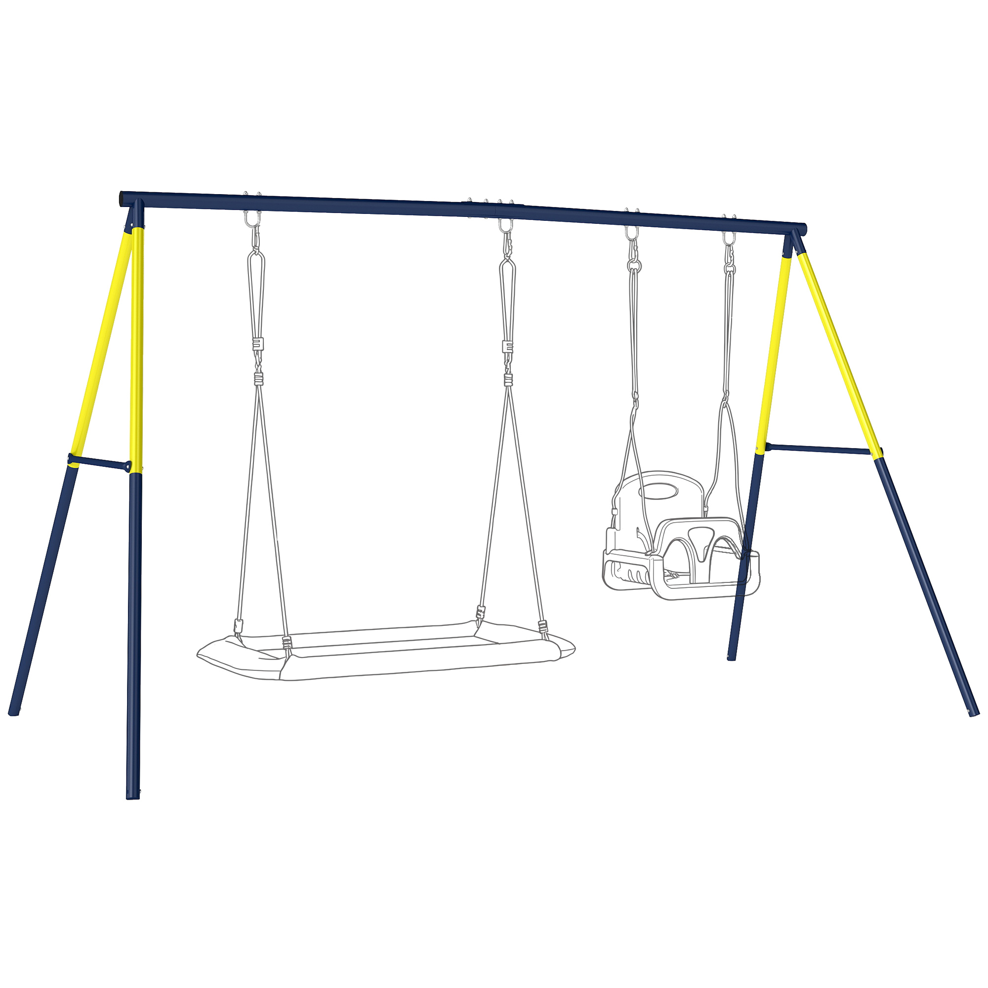 Schaukelgestell A-rahmen, Platz Für 2 Schaukeln, Für Bis Zu 3 Kinder, Stahl Homaire 260x160x178 Cm - Blau