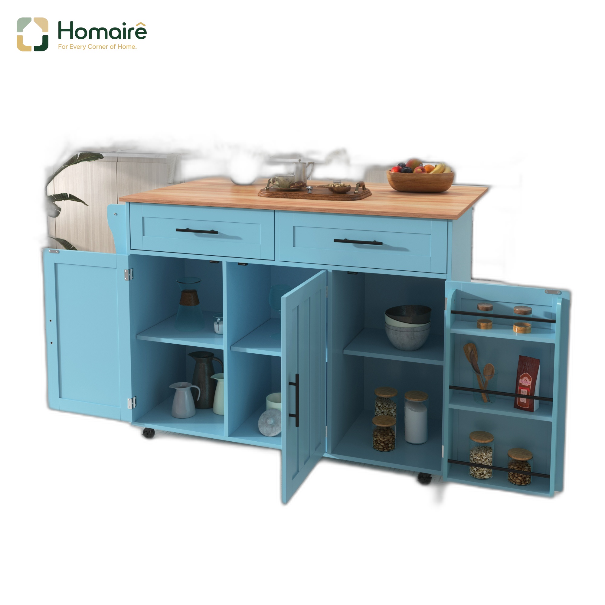Küchenwagen Mdf Blau 120 X 46 X 91.5 Cm Homaire