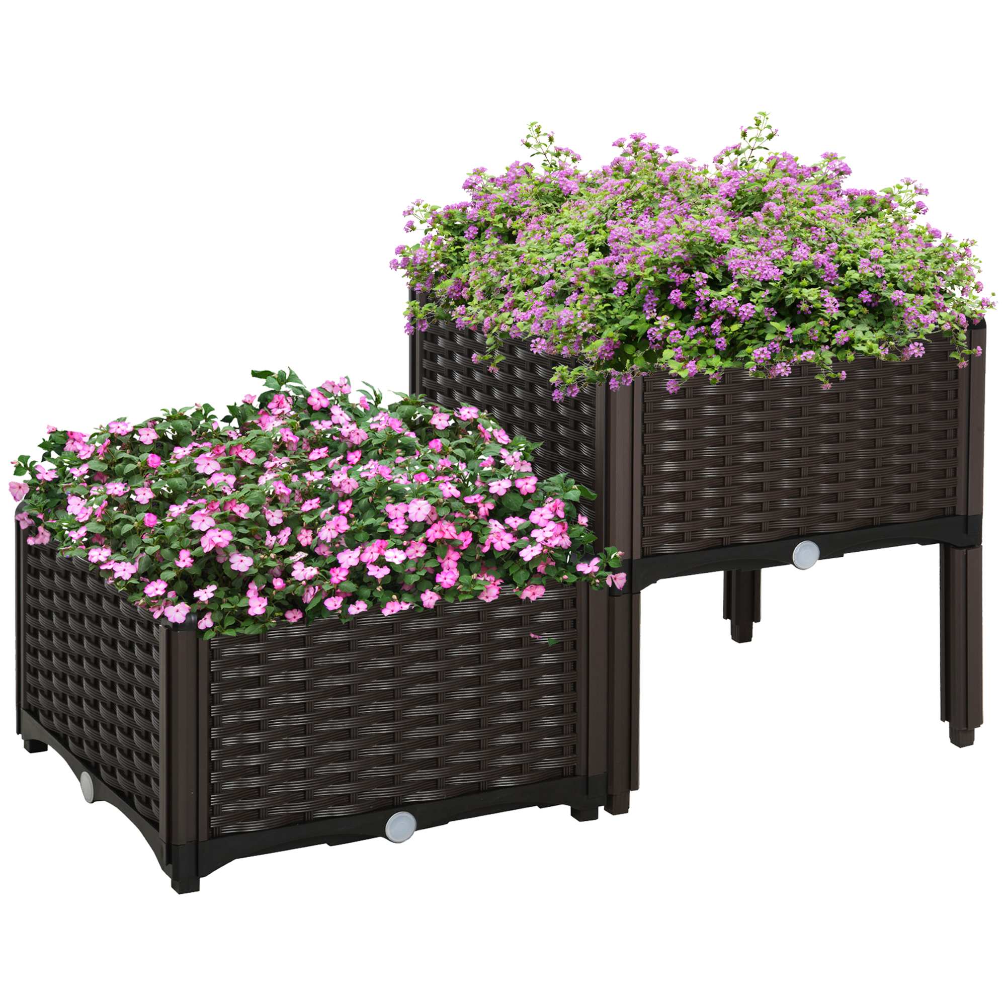 Pflanzenkasten Hochbeet Kunststoff Rattan-stil Homaire 40x40x44 Cm - Braun