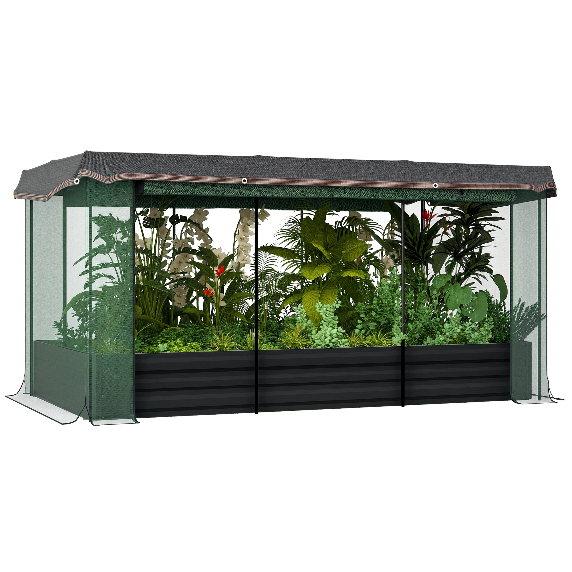 Pflanzenschutznetz Mit Sonnenschutz, Stahl, Hdpe, Homaire, L230xb110xh110 Cm - Dunkelgrau
