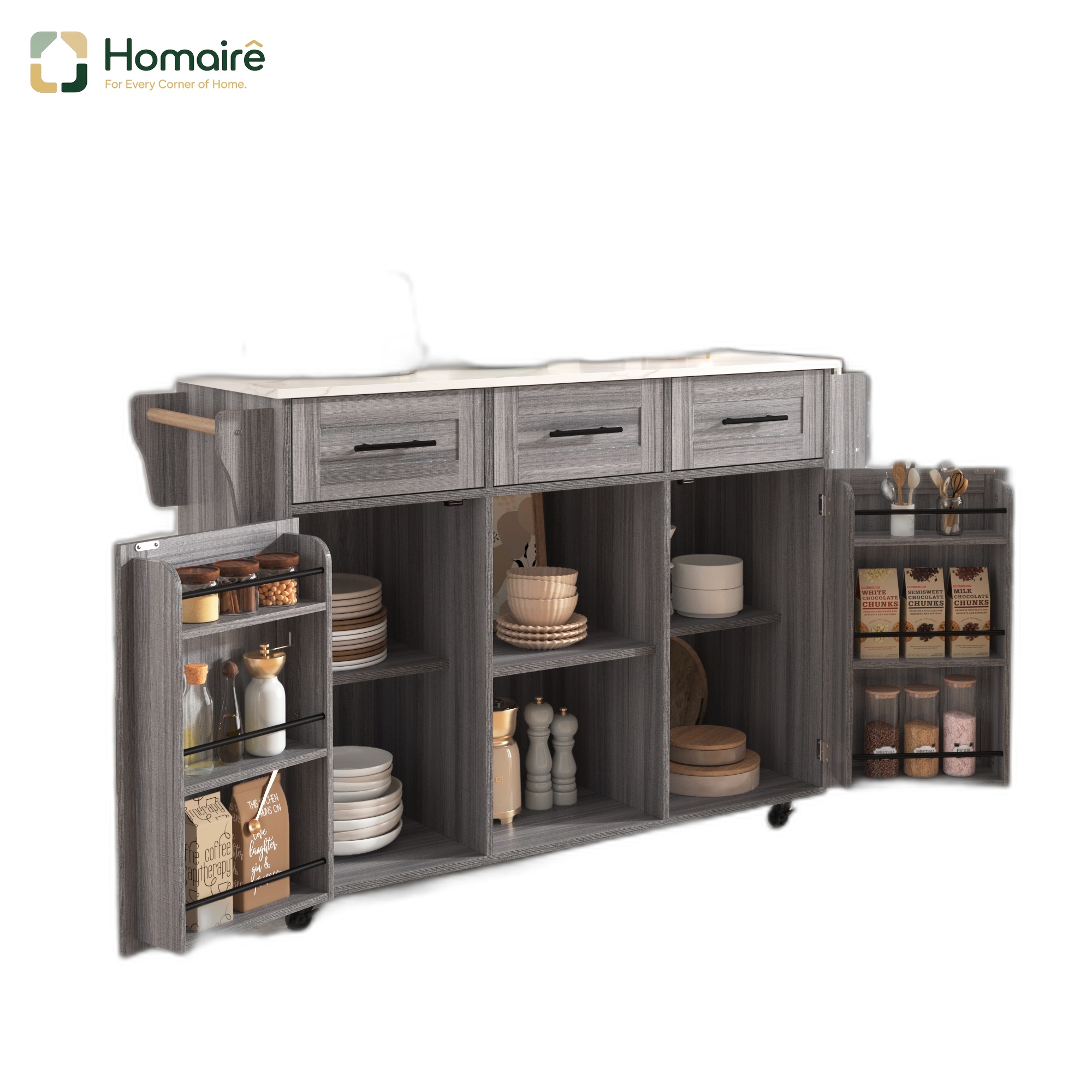 Küchenwagen Aus Mdf Grau 139 X 46 X 91.5 Cm Homaire