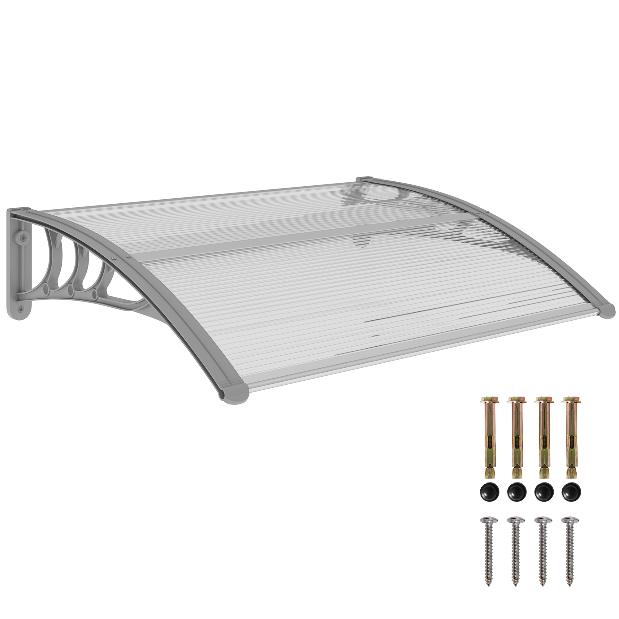 Wetterbeständige Polycarbonat Überdachung Homaire, 100x75x23 Cm, Silber