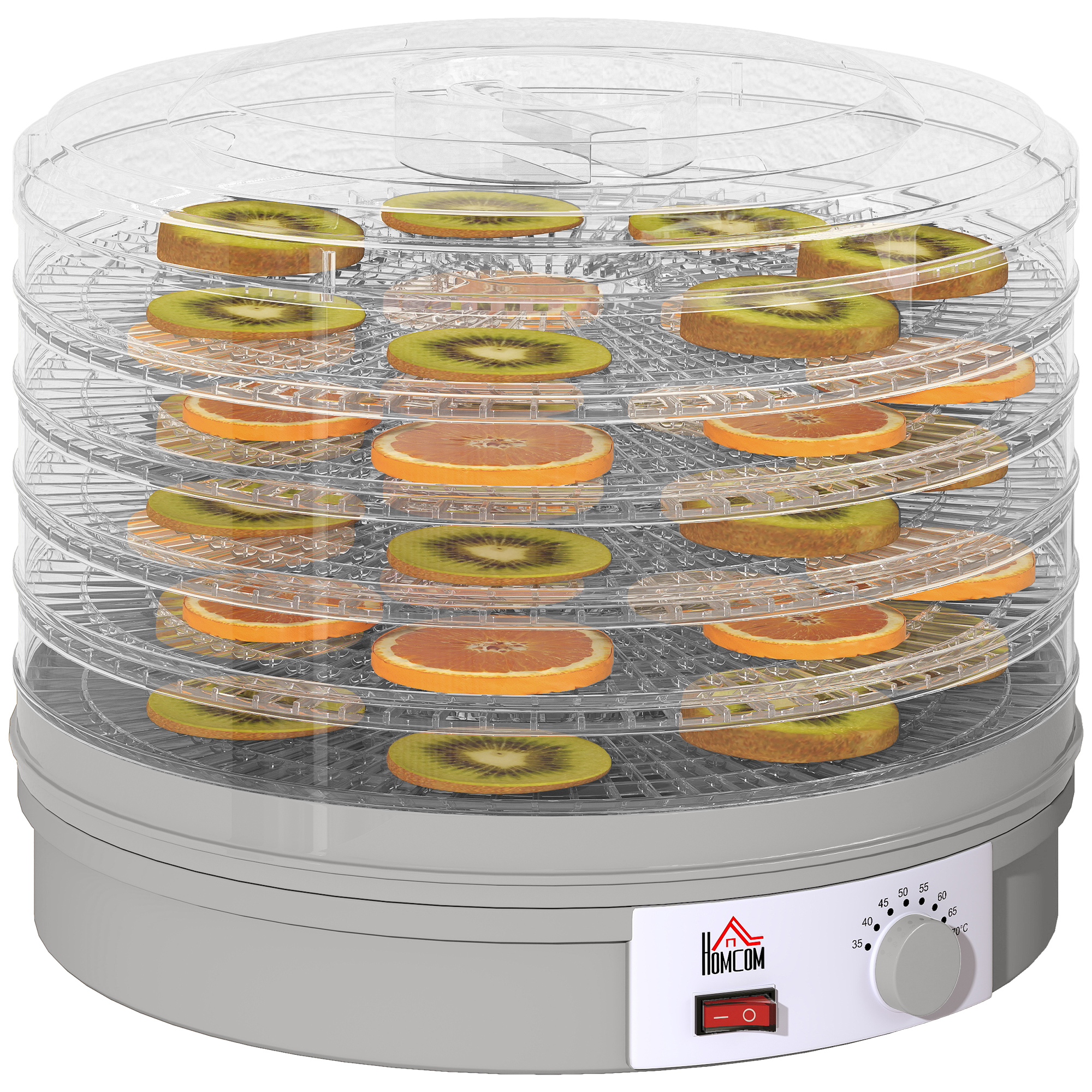 Heimischer Lebensmittel-dehydrator, 35-70℃ Einstellbar, 5 Stapelbare Tabletts, Abs, Homaire, L32.0 X B32.0 X H27.0 Cm -