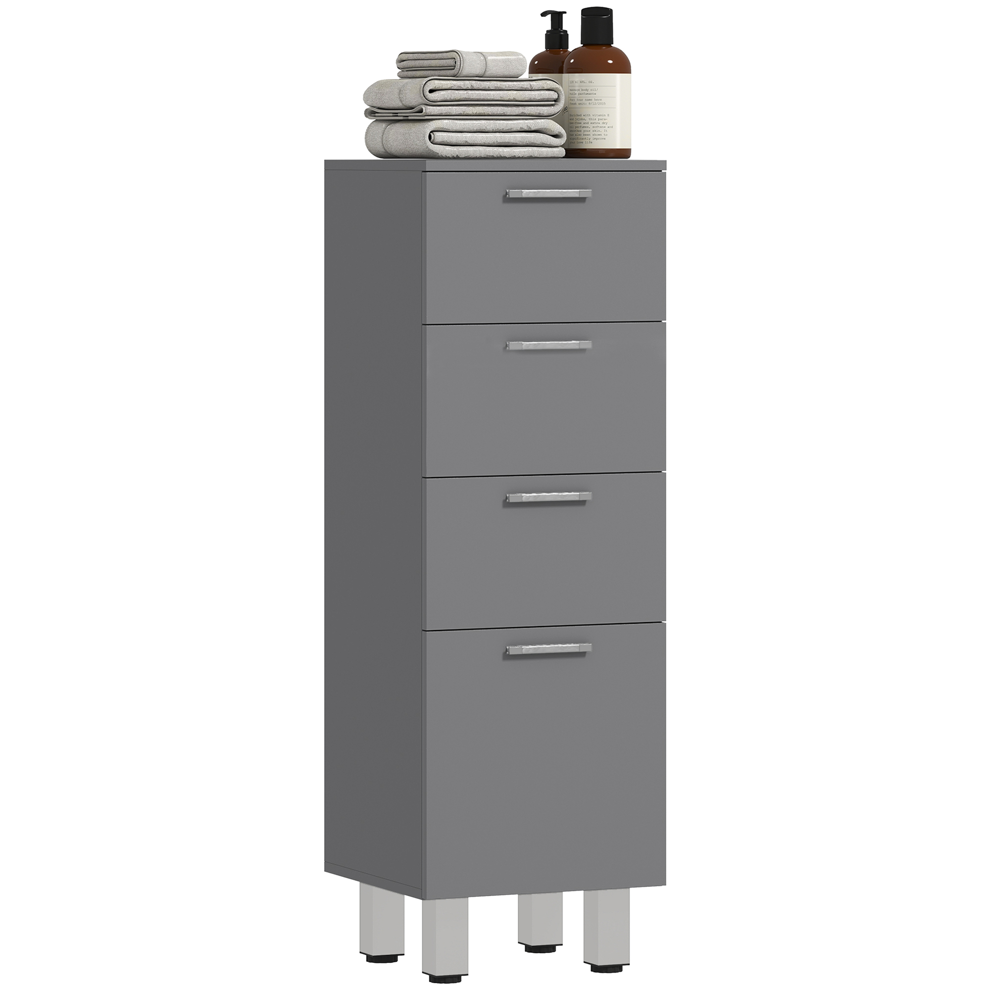 Badezimmerschrank Mit 4 Schubladen Spanplatte Homaire 30x30x93 Cm - Grau