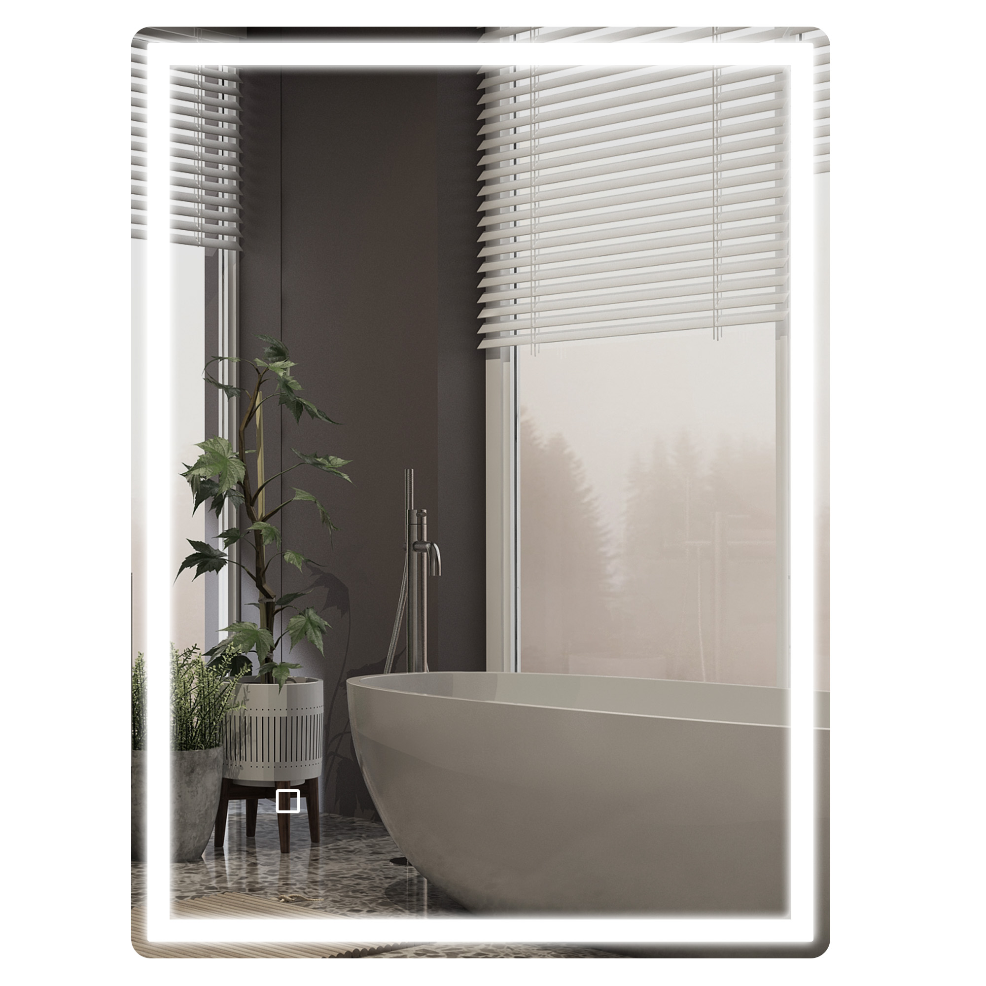 Dimmbarer Led-badezimmerspiegel Mit Antibeschlagfunktion, 80x60 Cm, Homaire, Silber
