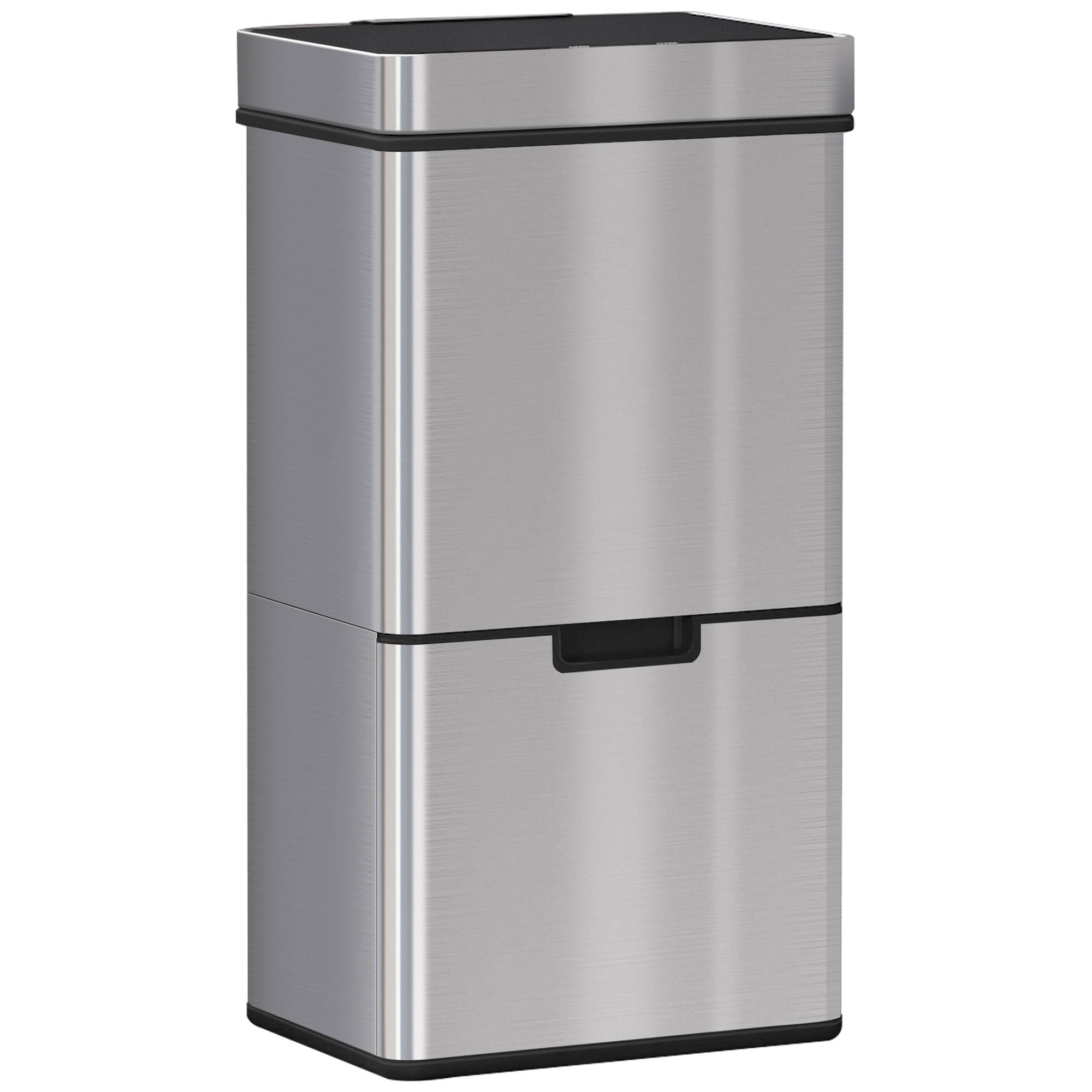 Homaire Edelstahl Mülleimer Mit 3 Fächern, Automatischer Infrarotsensor, 72 Liter, Maße 42x30x81 Cm, Silber