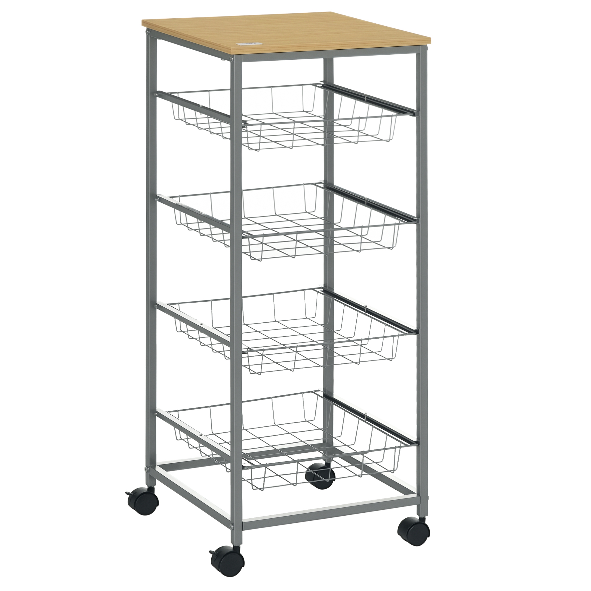 Praktischer Küchenwagen Aus Stahl Und Mdf Homaire L365 X B365 X H89 Cm - Silber