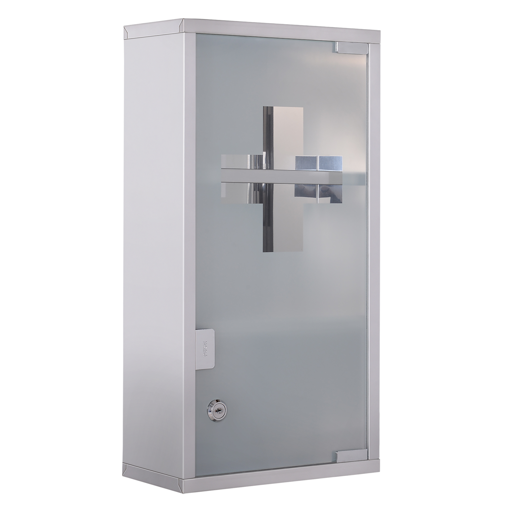 Medikamentenschrank Abschließbar Aus Edelstahl Und Glas Homaire 25x12x48 Cm - Silber