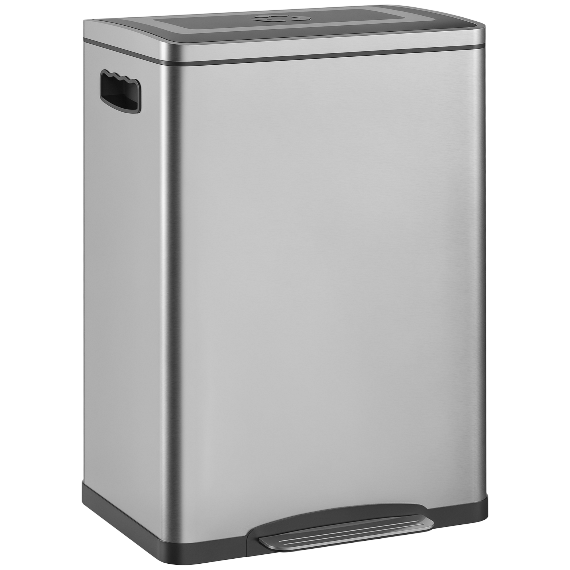 Mülleimer Doppelkammer Mit Deckel Edelstahl Homaire 70x34,8x59 Cm - Silber